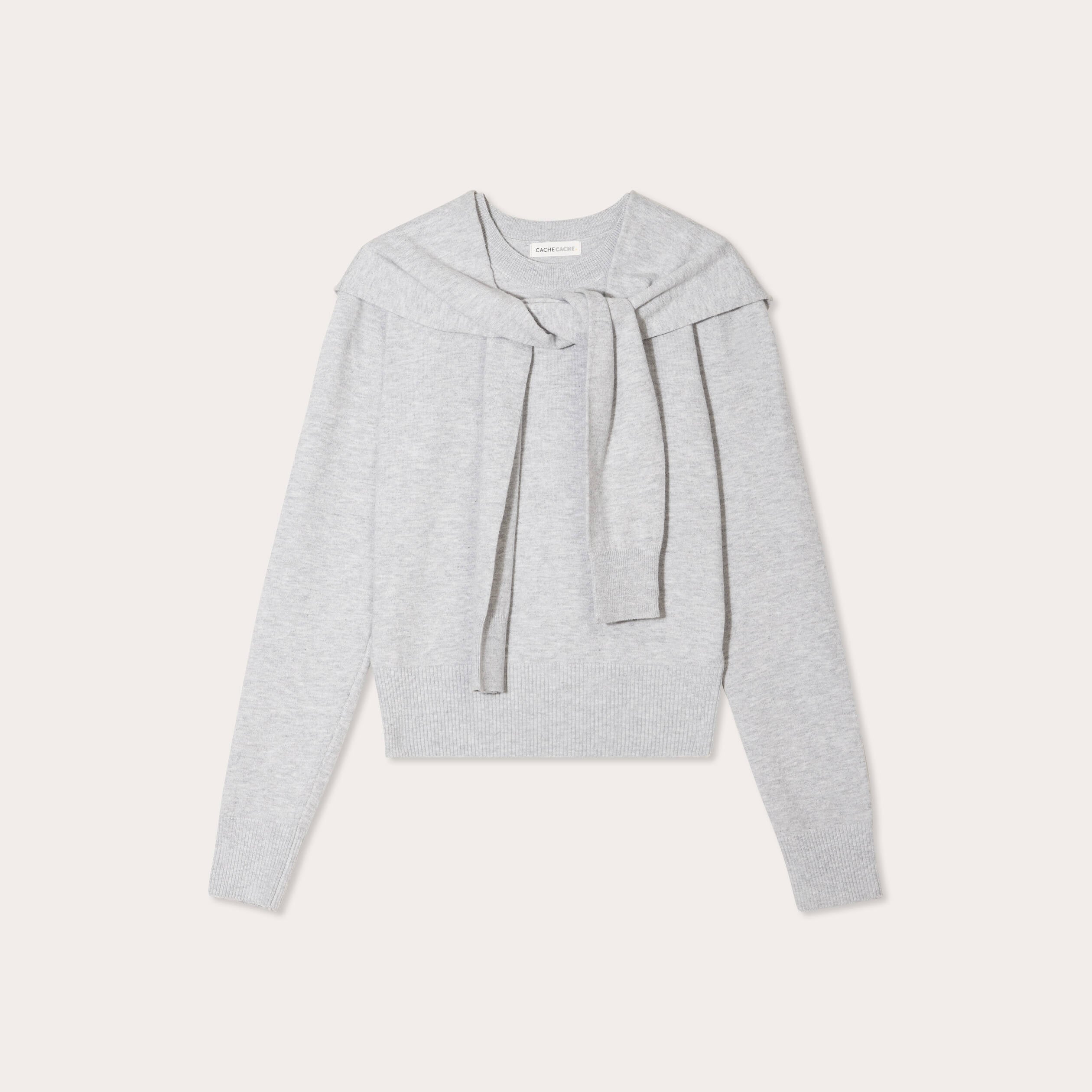 Pull effet 2-en-1 gris fonc&eacute; femme
