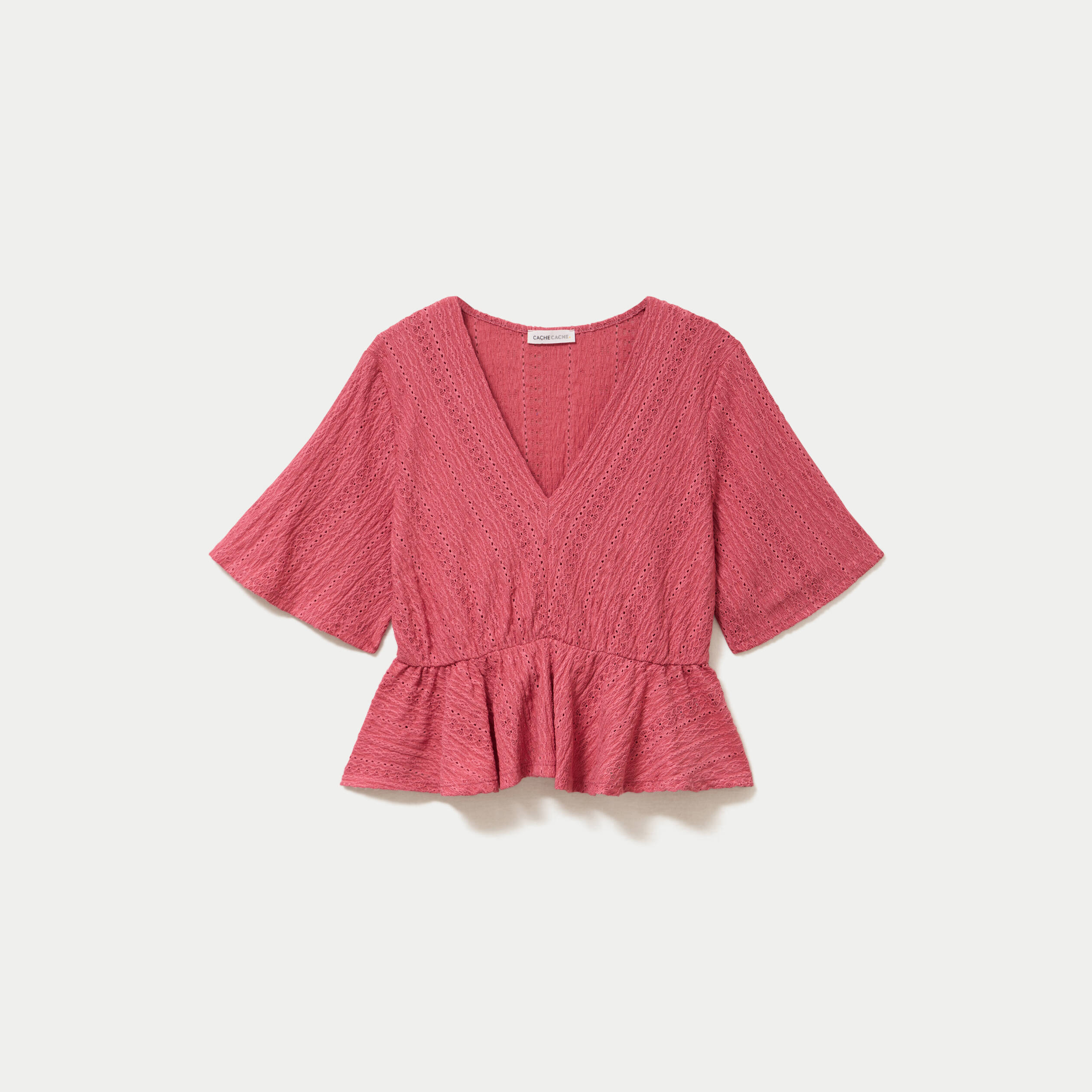 Blouse manches courtes rose framboise femme