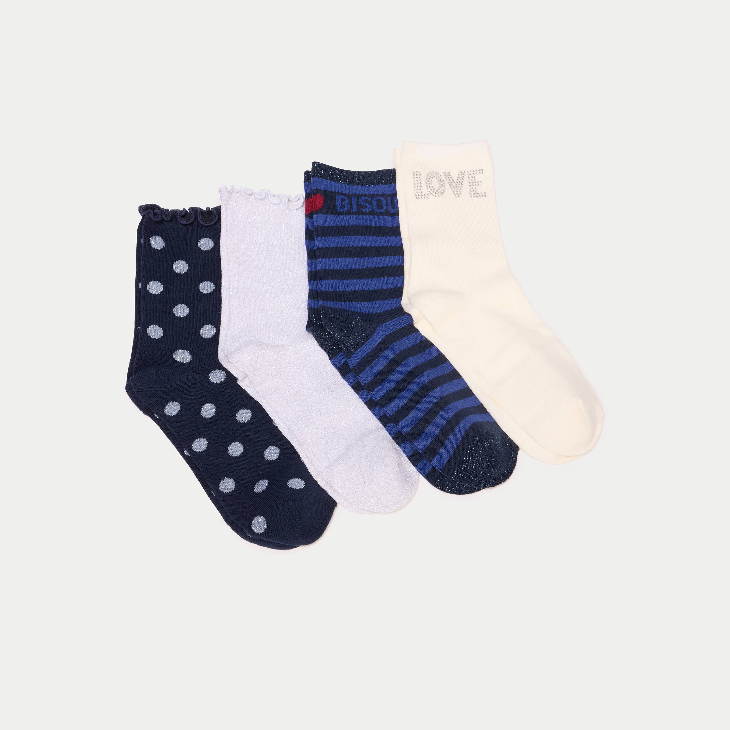 Bo&icirc;te cadeau 4 paires chaussettes bleu marine femme