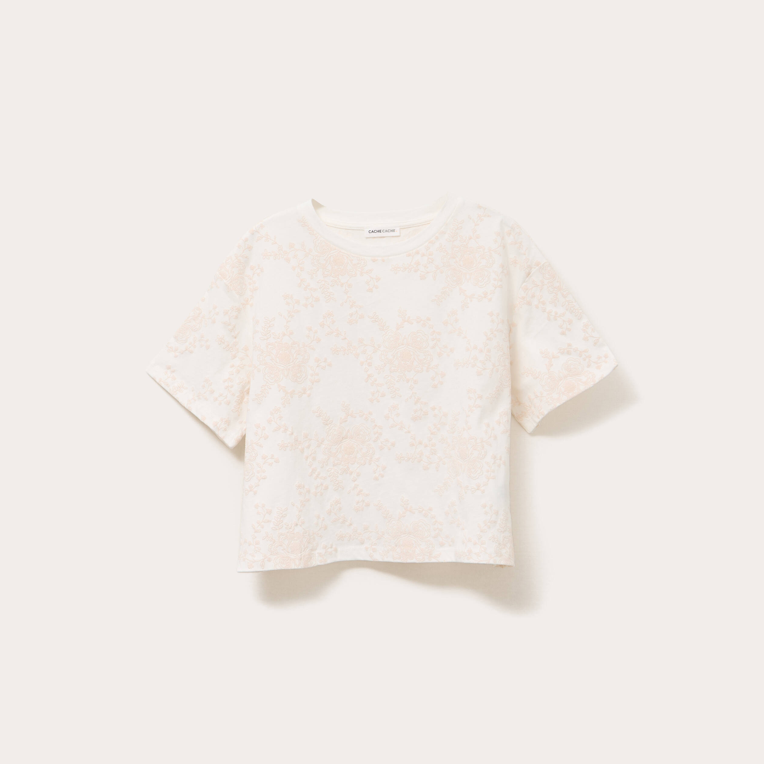 T-shirt manches courtes ecru femme
