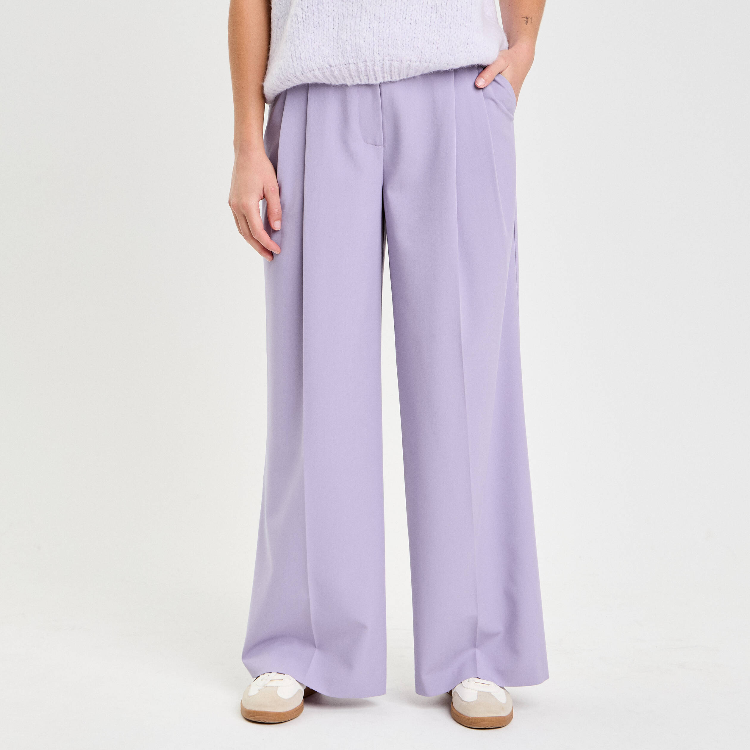 Pantalon large &agrave; pinces parme femme