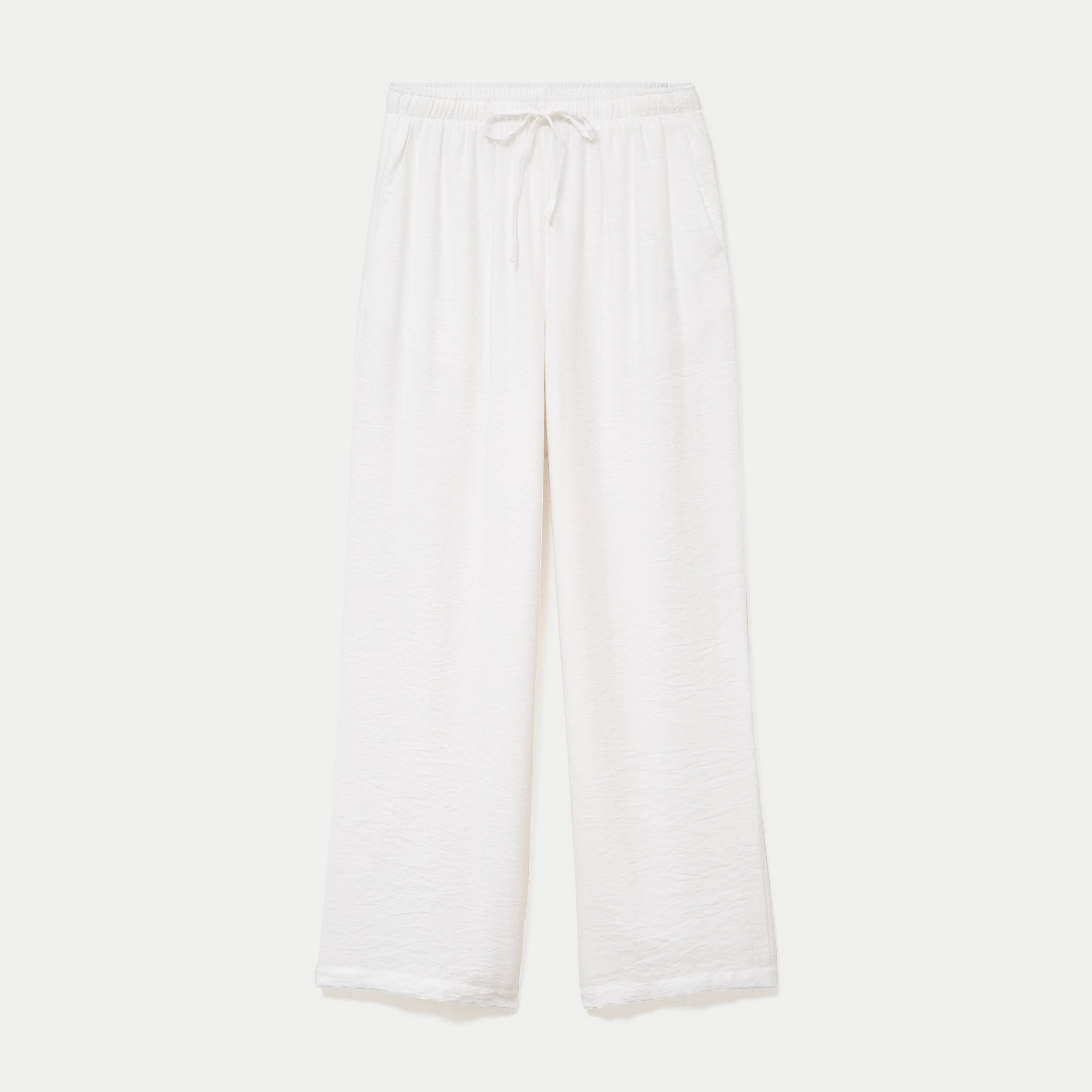 Pantalon large taille standard ecru femme