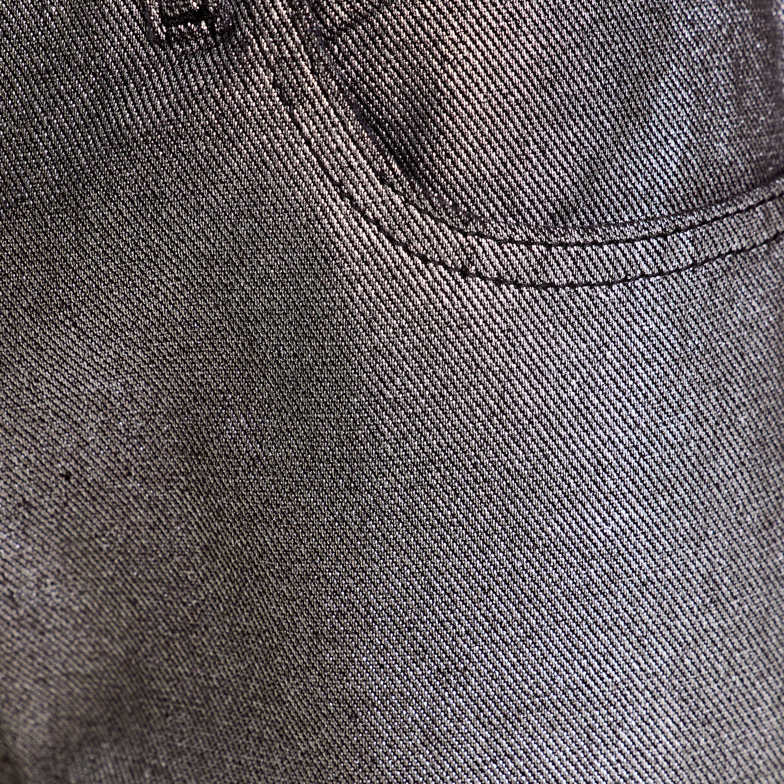 Pantalon droit en coton enduit gris argent femme