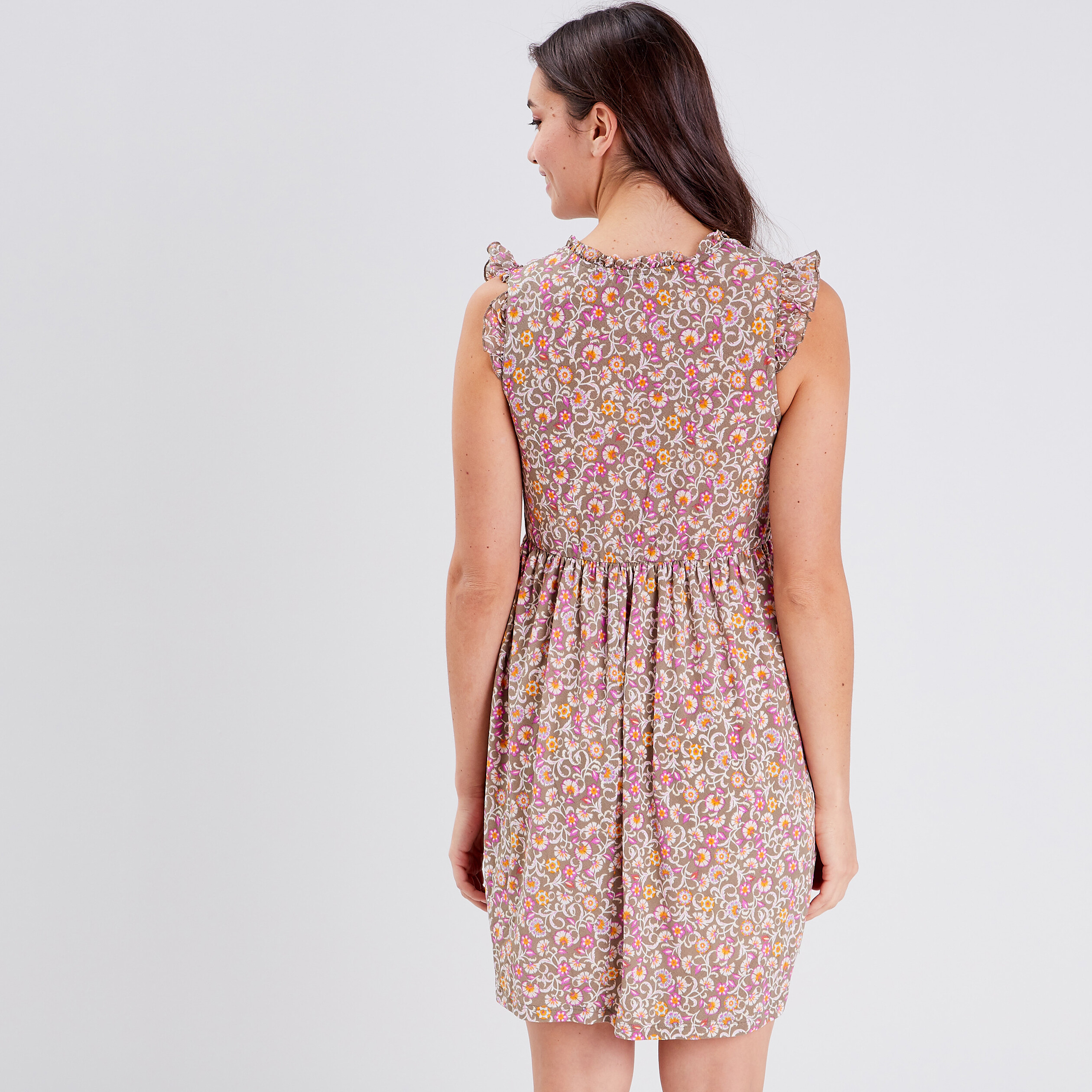 Mini Robe Imprimée Florale Smockée Entro Taille L - Neuf Sans étiquette