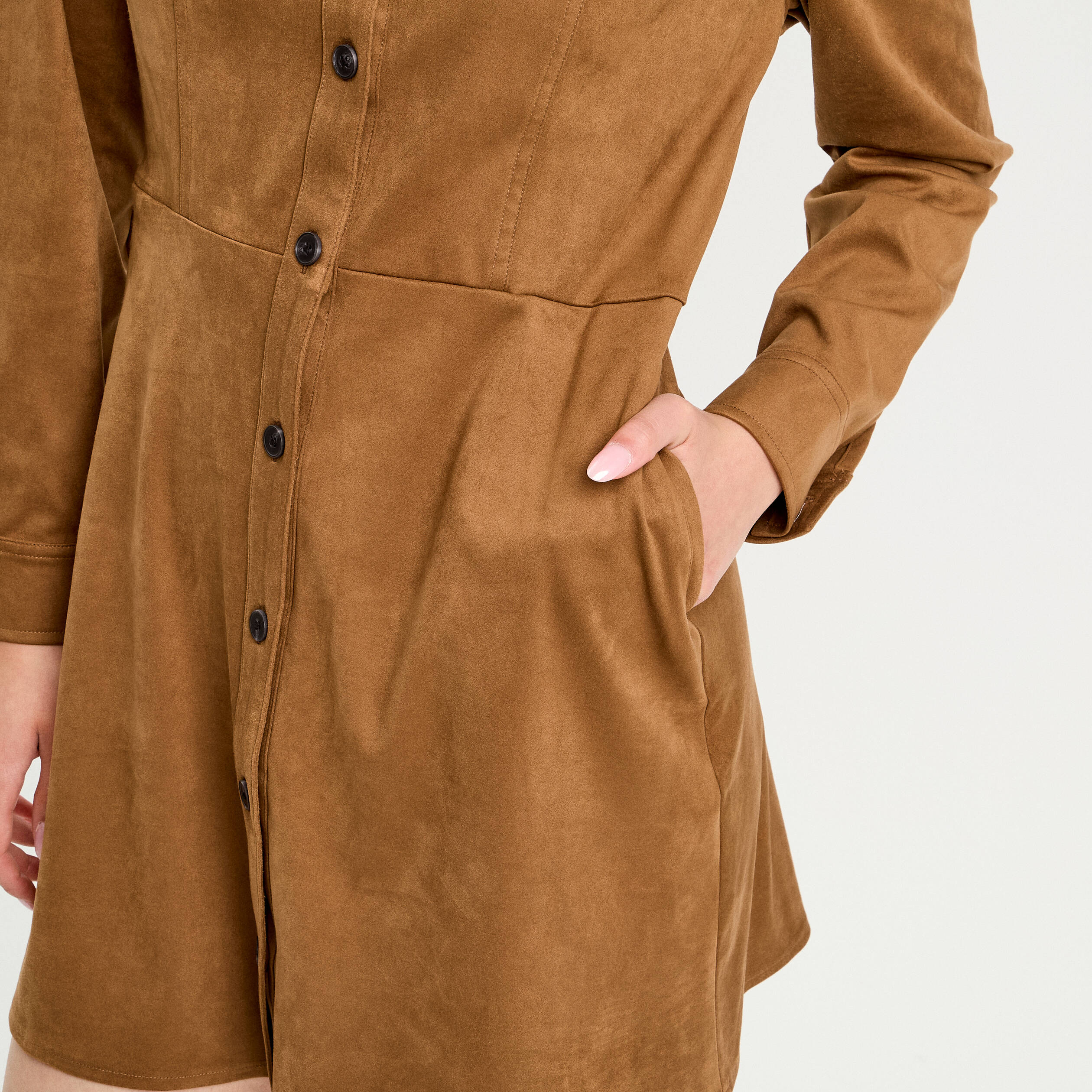 Robe &eacute;vas&eacute;e su&eacute;dine marron femme