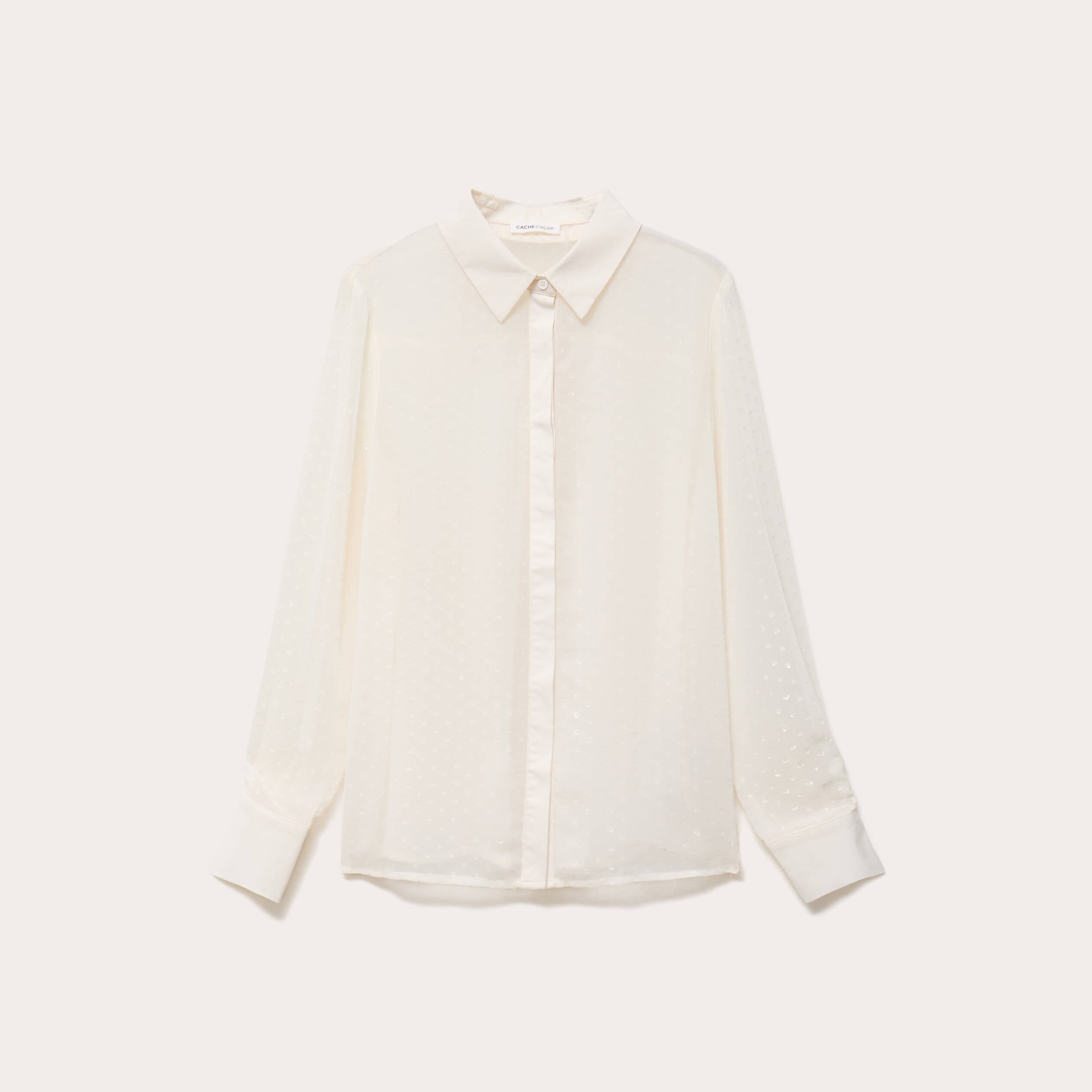 Chemise voile plumetis brillant ecru femme