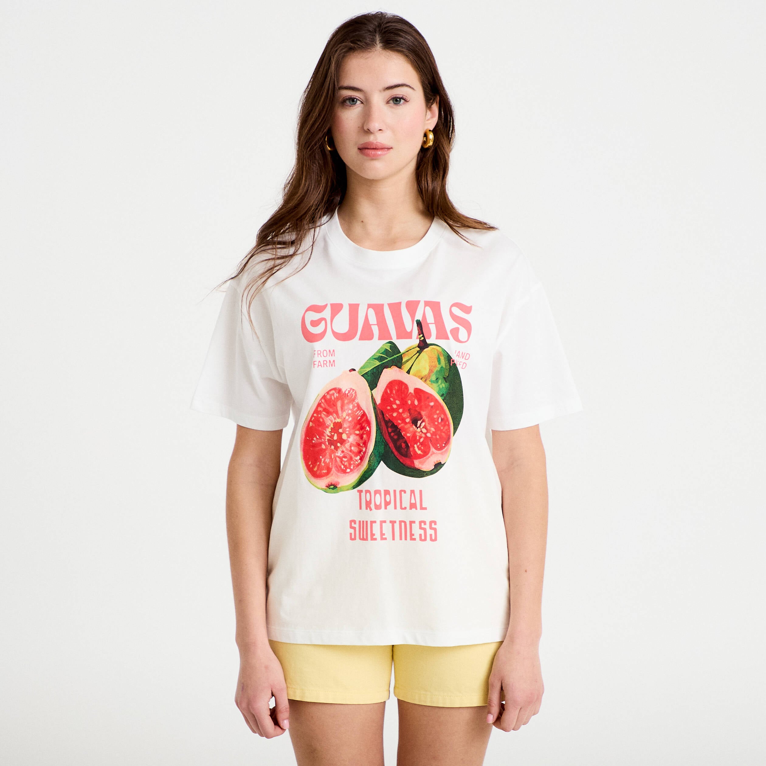 T-shirt oversize manches courtes blanc femme