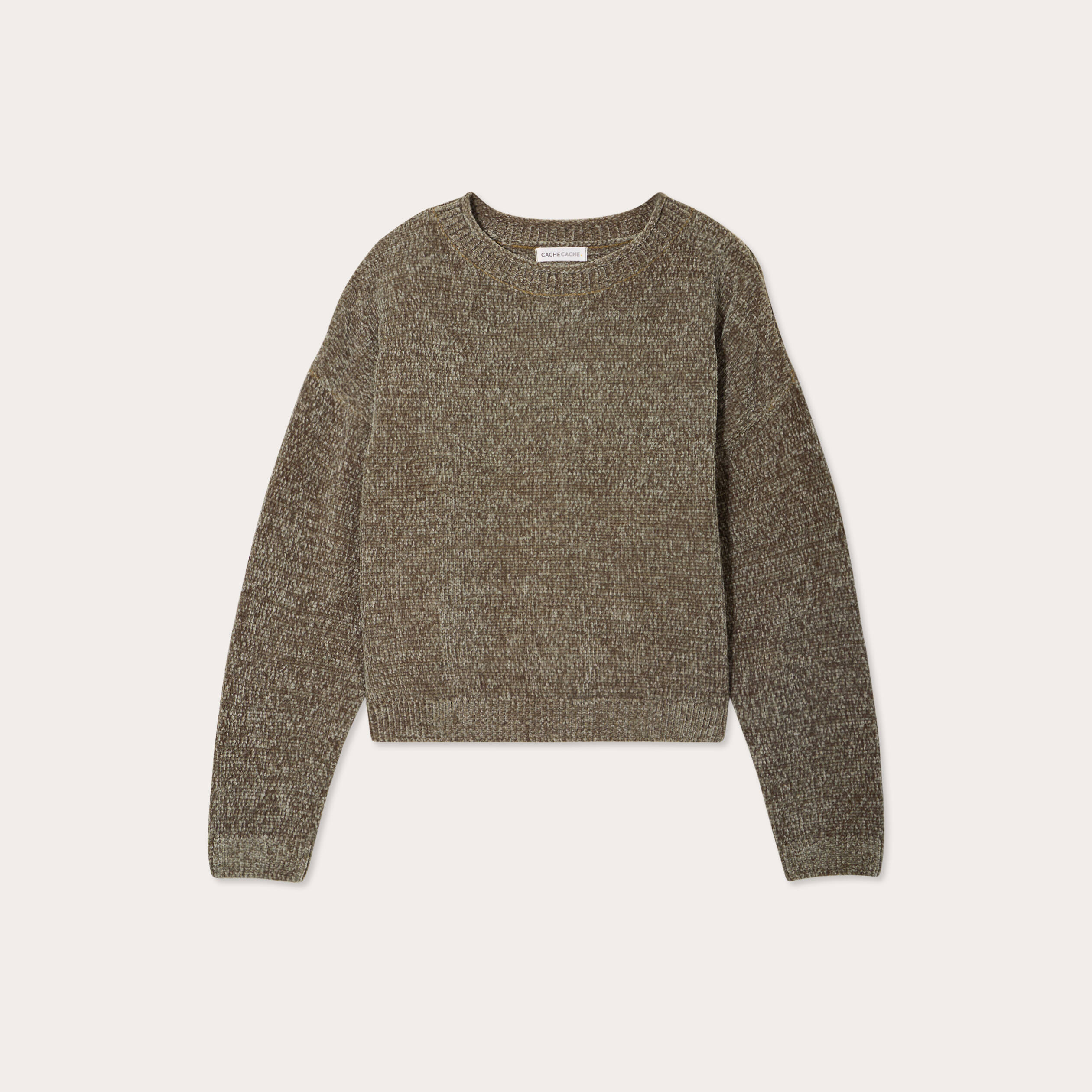 Pull col montant vert kaki femme
