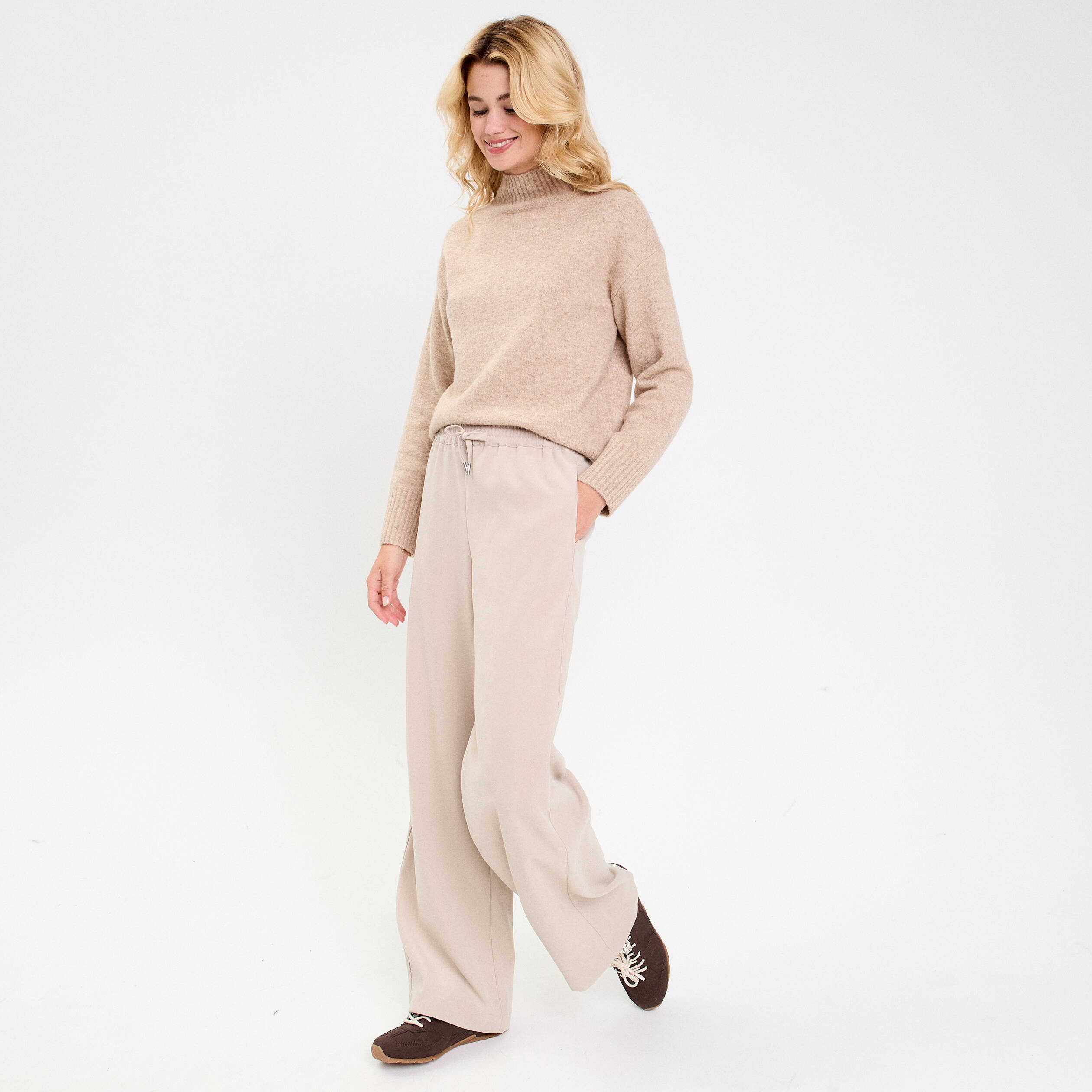 Pantalon large fluide sable femme