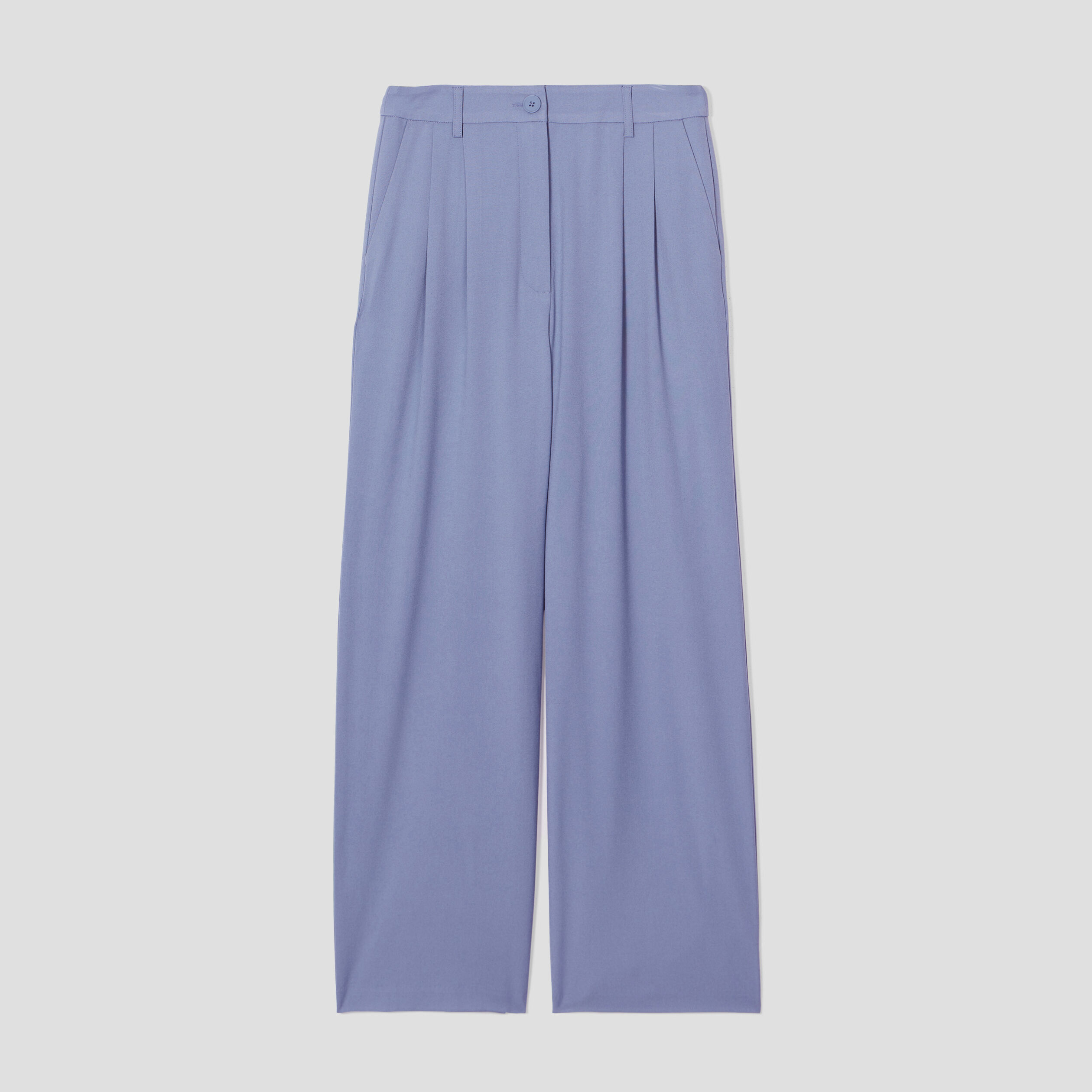 Pantalon large &agrave; pinces bleu gris femme