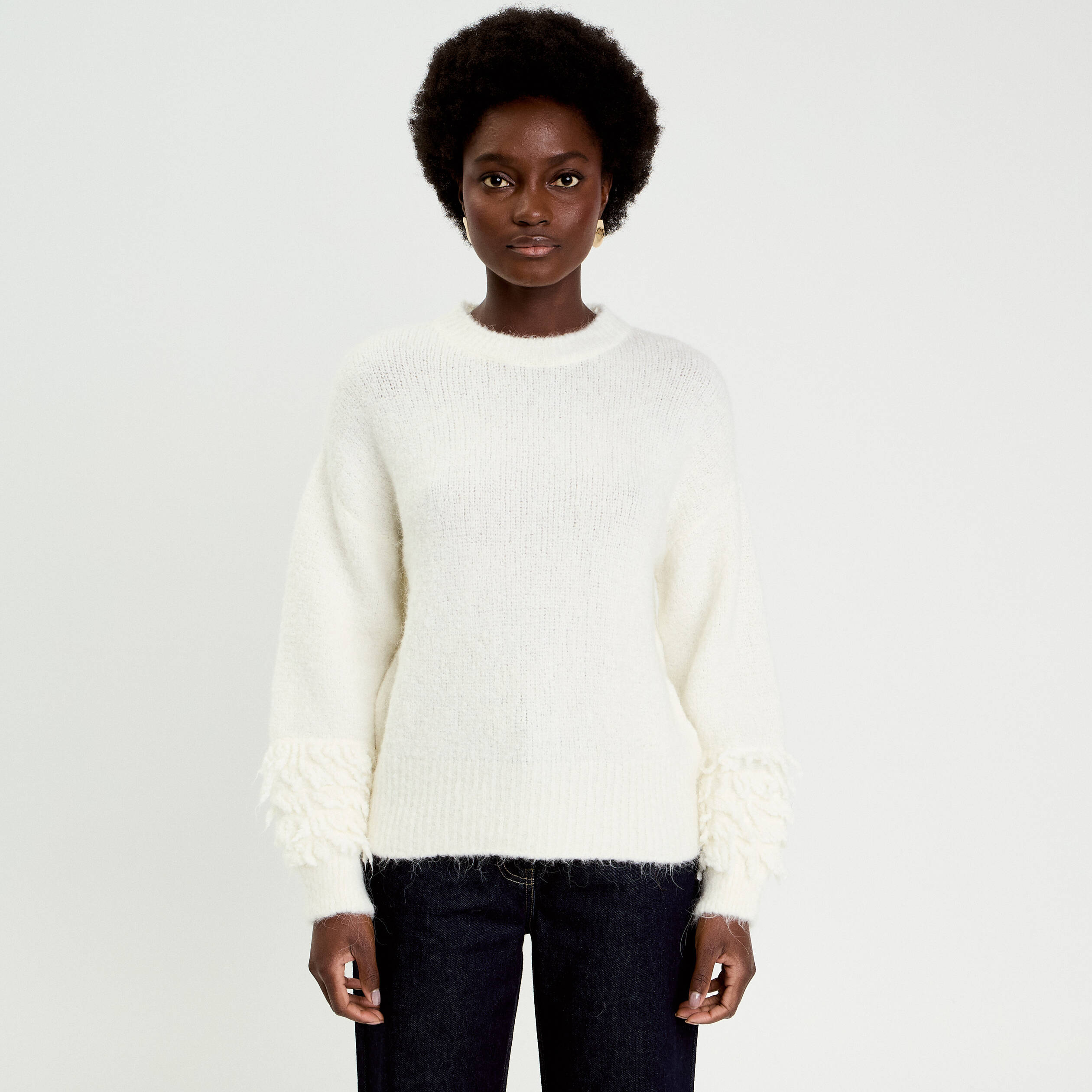 Pull manches longues ecru femme