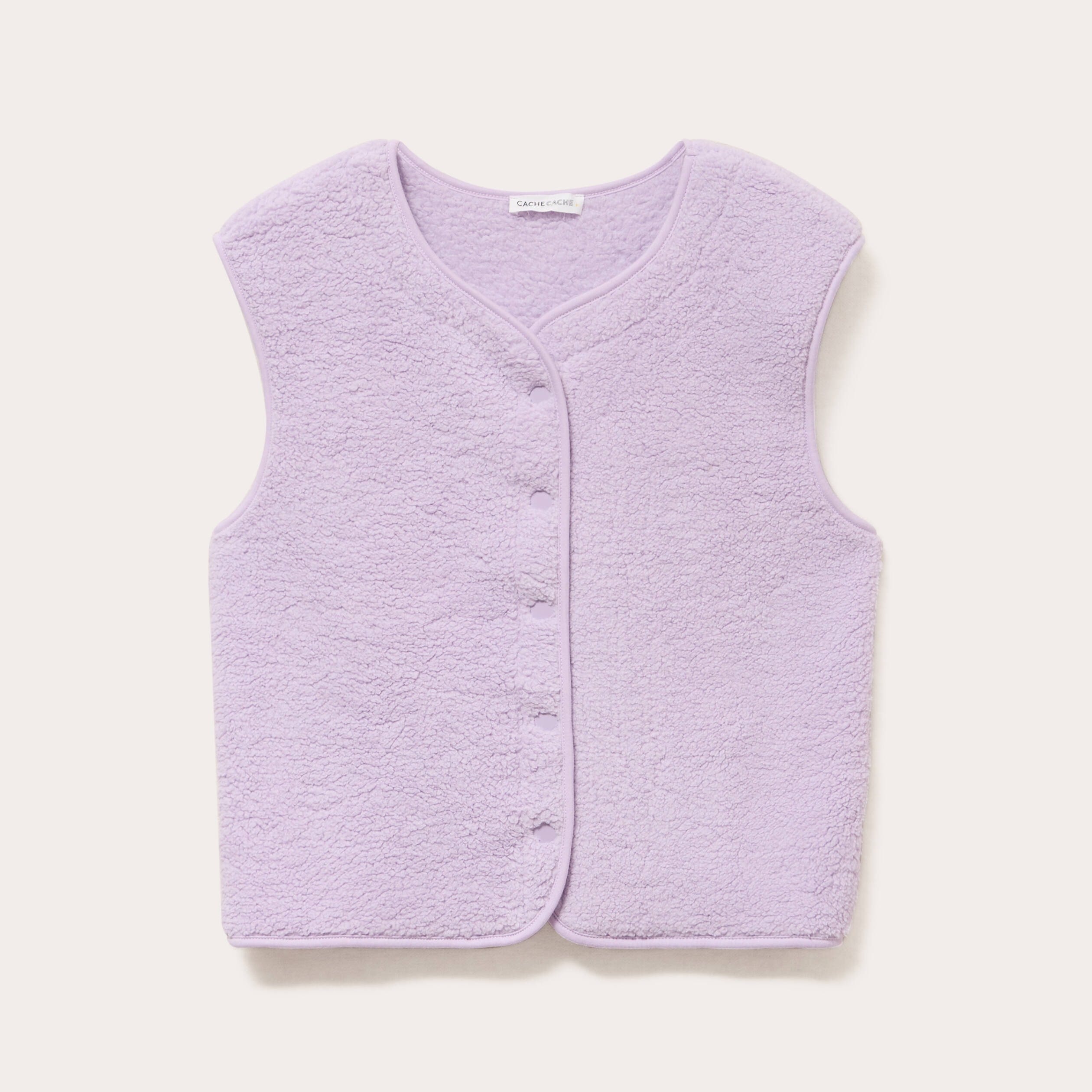 Veste sans manches effet polaire parme femme