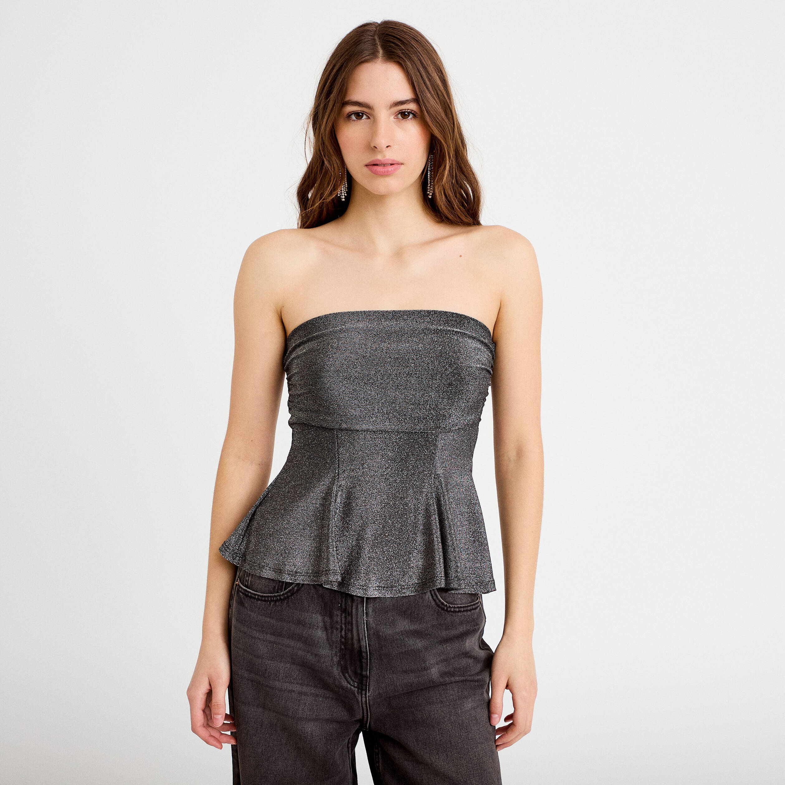 Bustier sans manches couleur argent femme