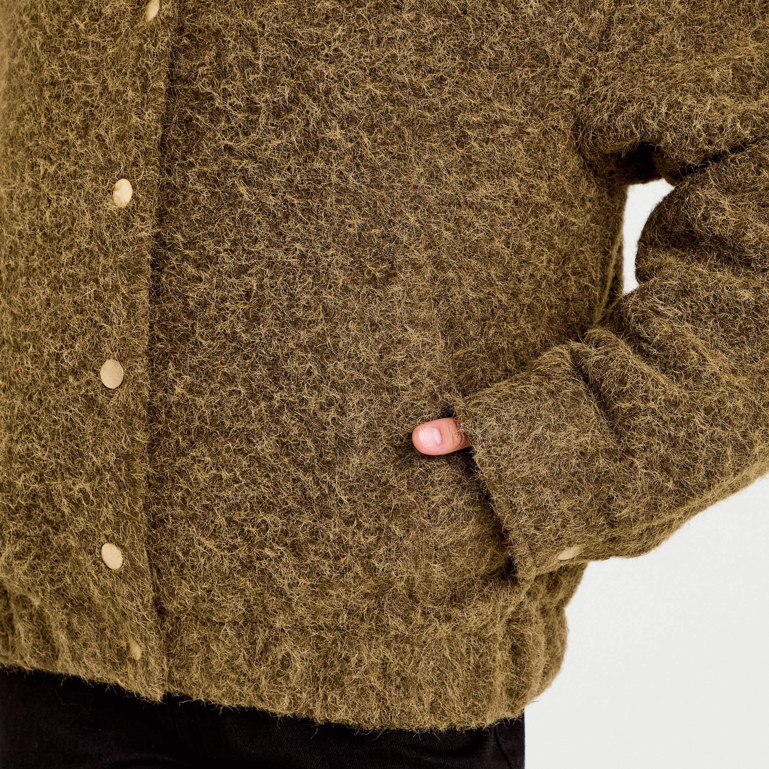Bomber oversize manches longues vert kaki femme