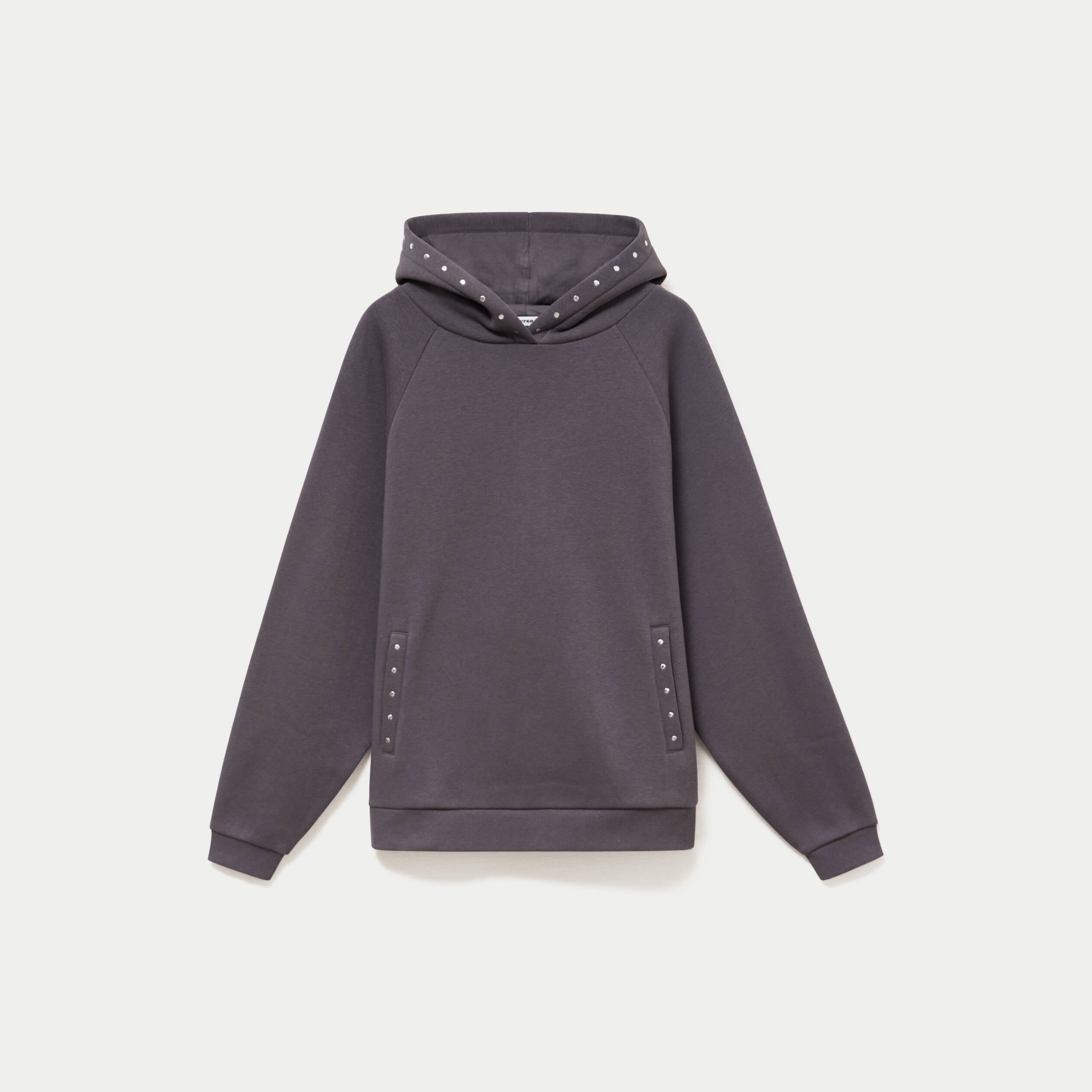 Sweat oversize &agrave; capuche manches longues gris fonc&eacute; femme