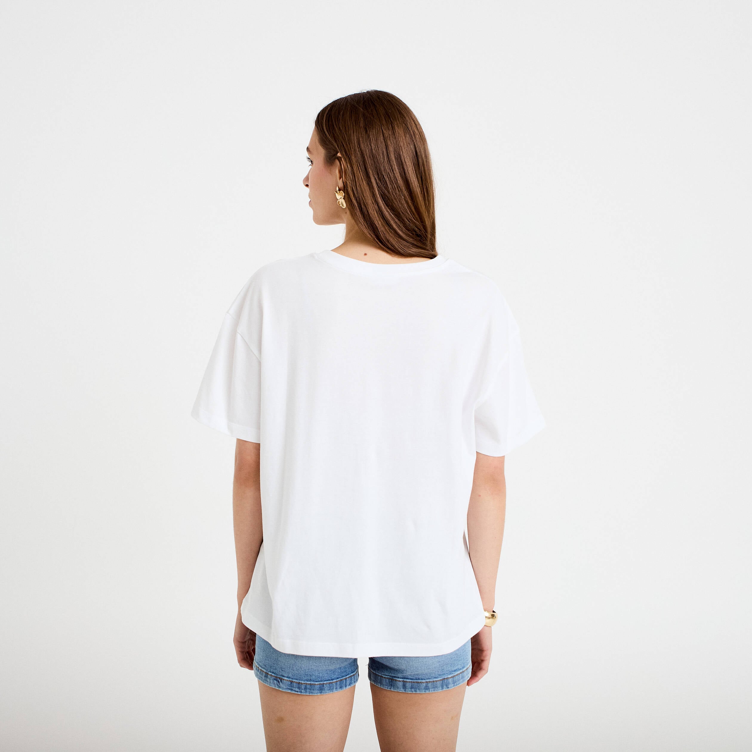 T-shirt oversize manches courtes blanc femme