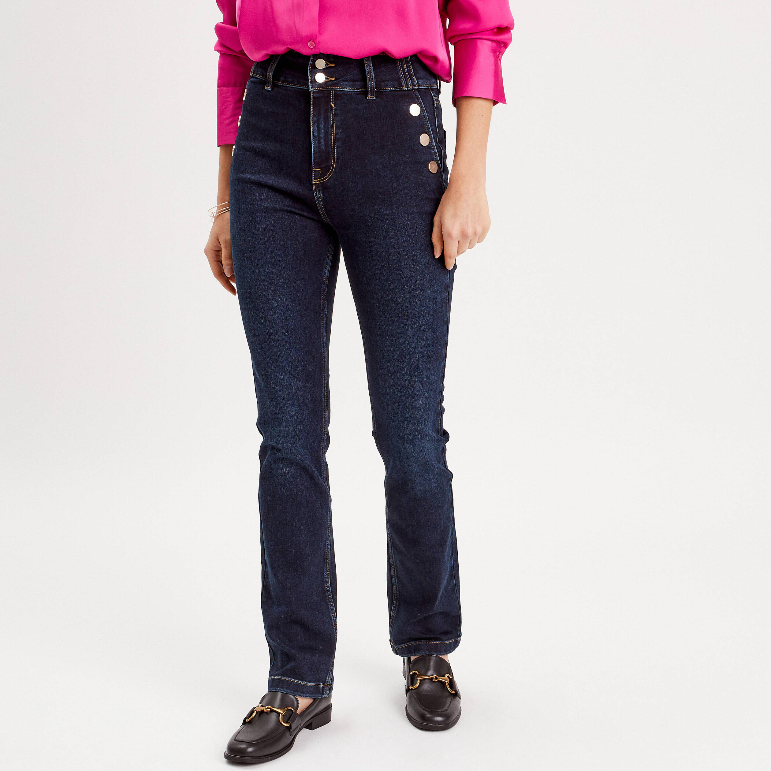Jean Droit Femme Rome D02 - Coupe Droite, Taille Haute, Style Moderne Et Élégant
