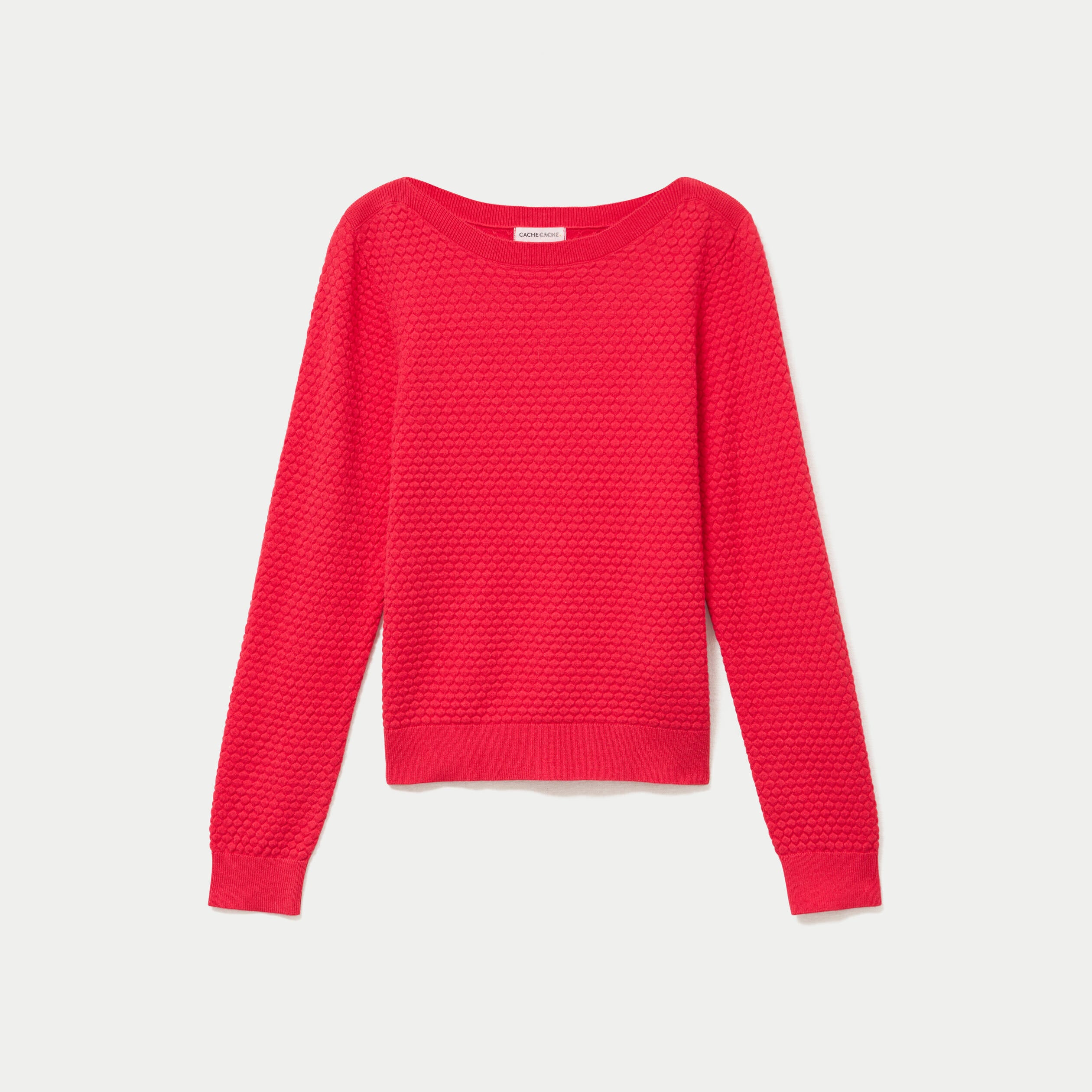 Pull col bateau rouge femme