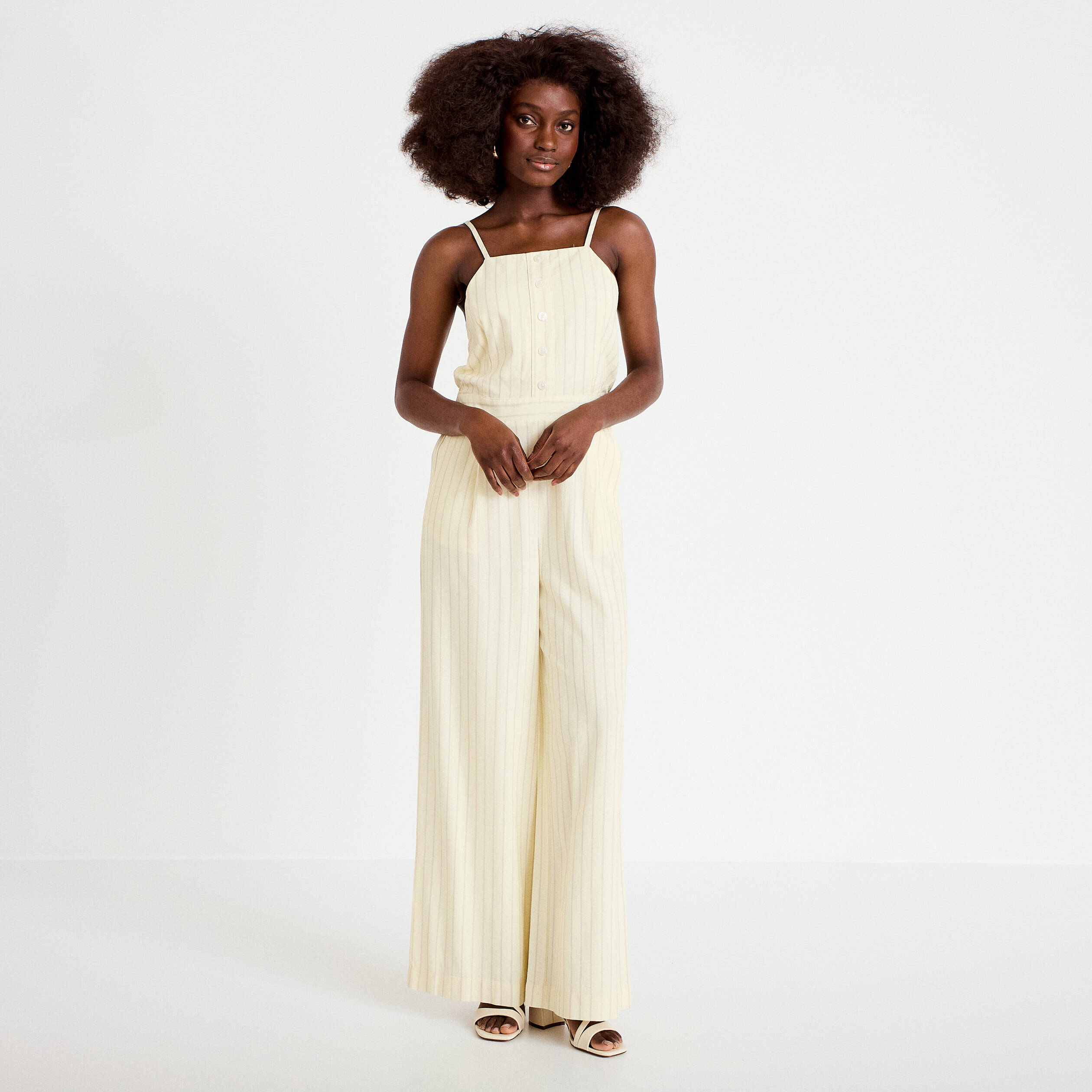 Combinaison large col am&eacute;ricain jaune pastel femme