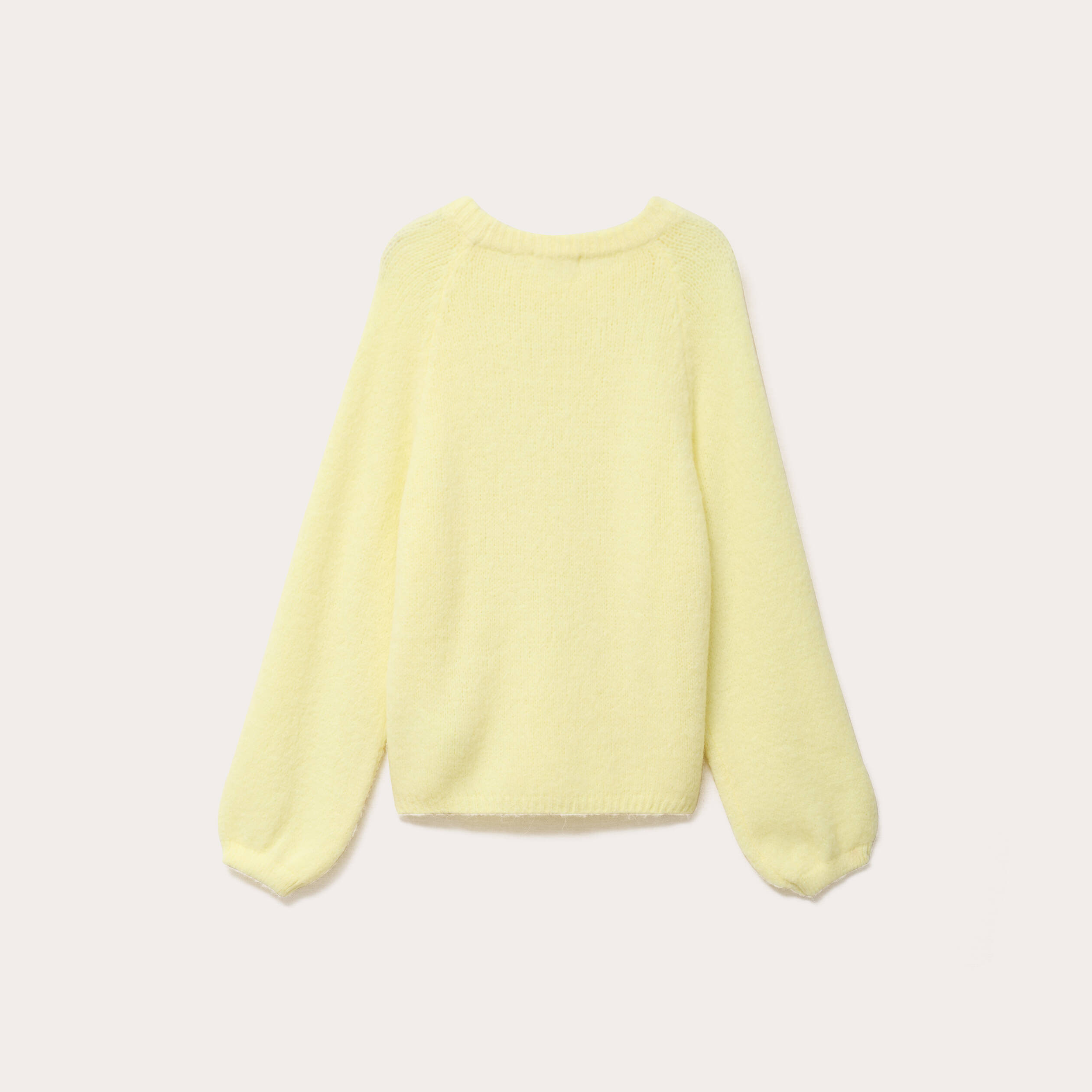 Pull ample col rond manches longues jaune clair femme