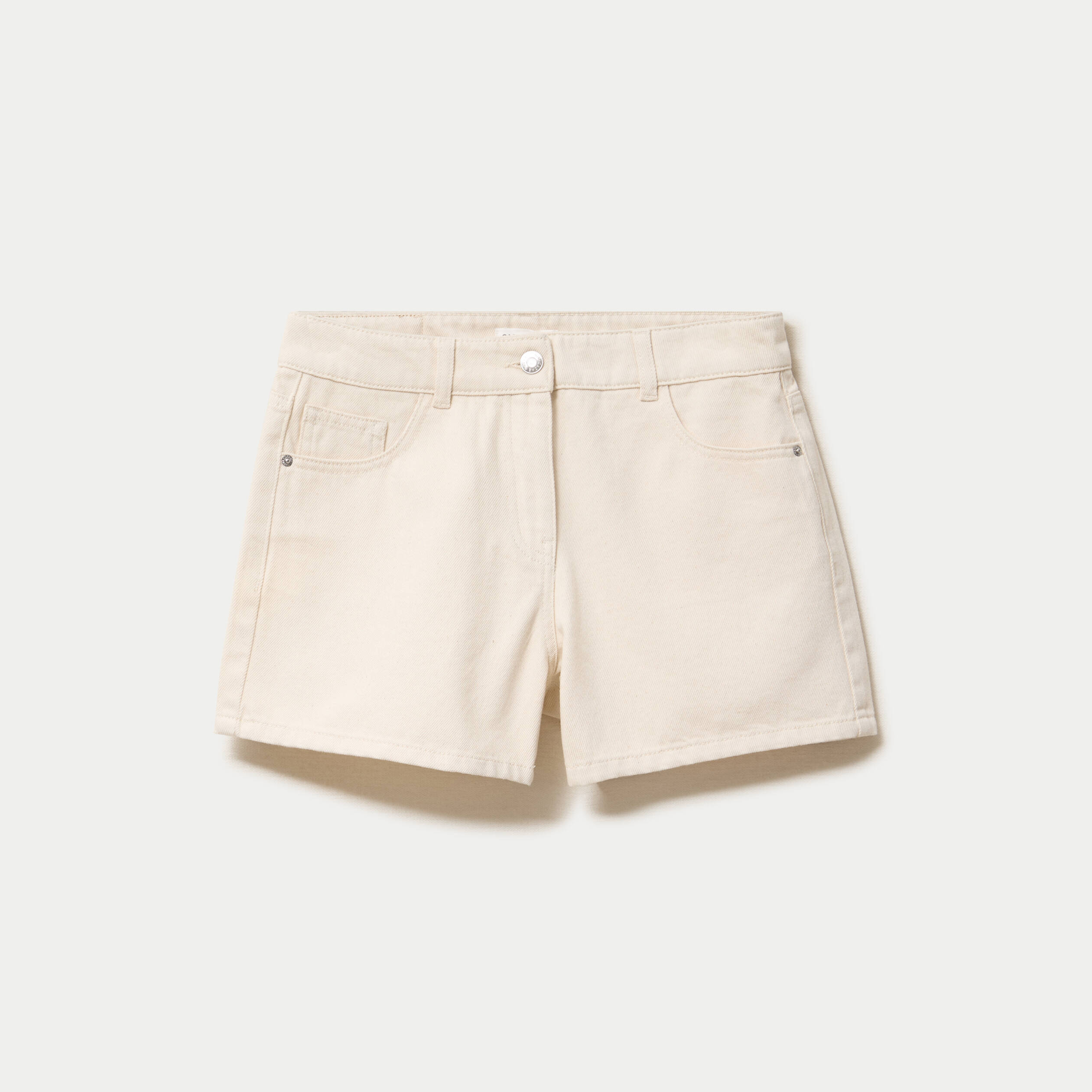 Short en jean avec broderie ecru femme