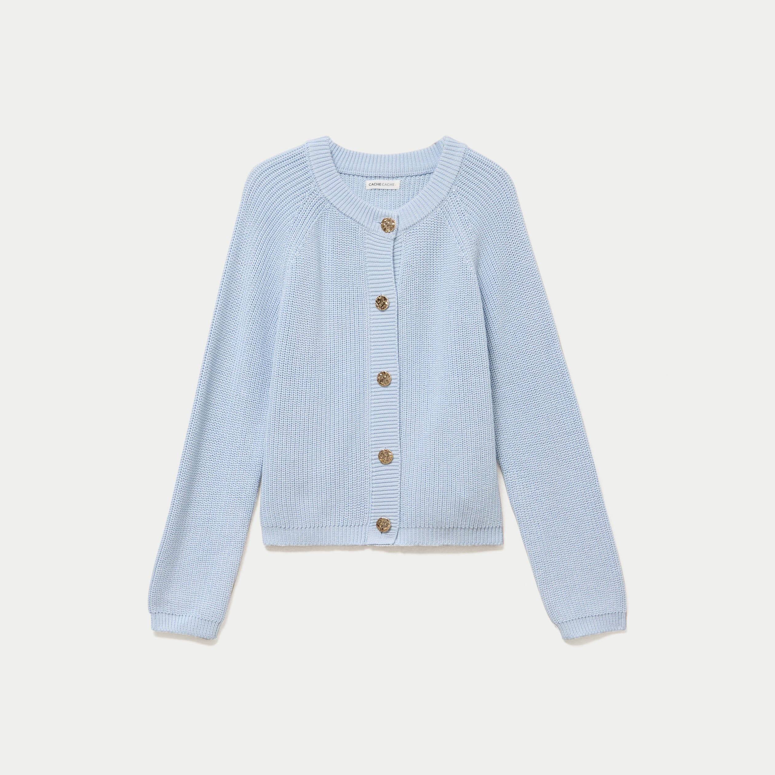 Gilet manches longues bleu ciel femme