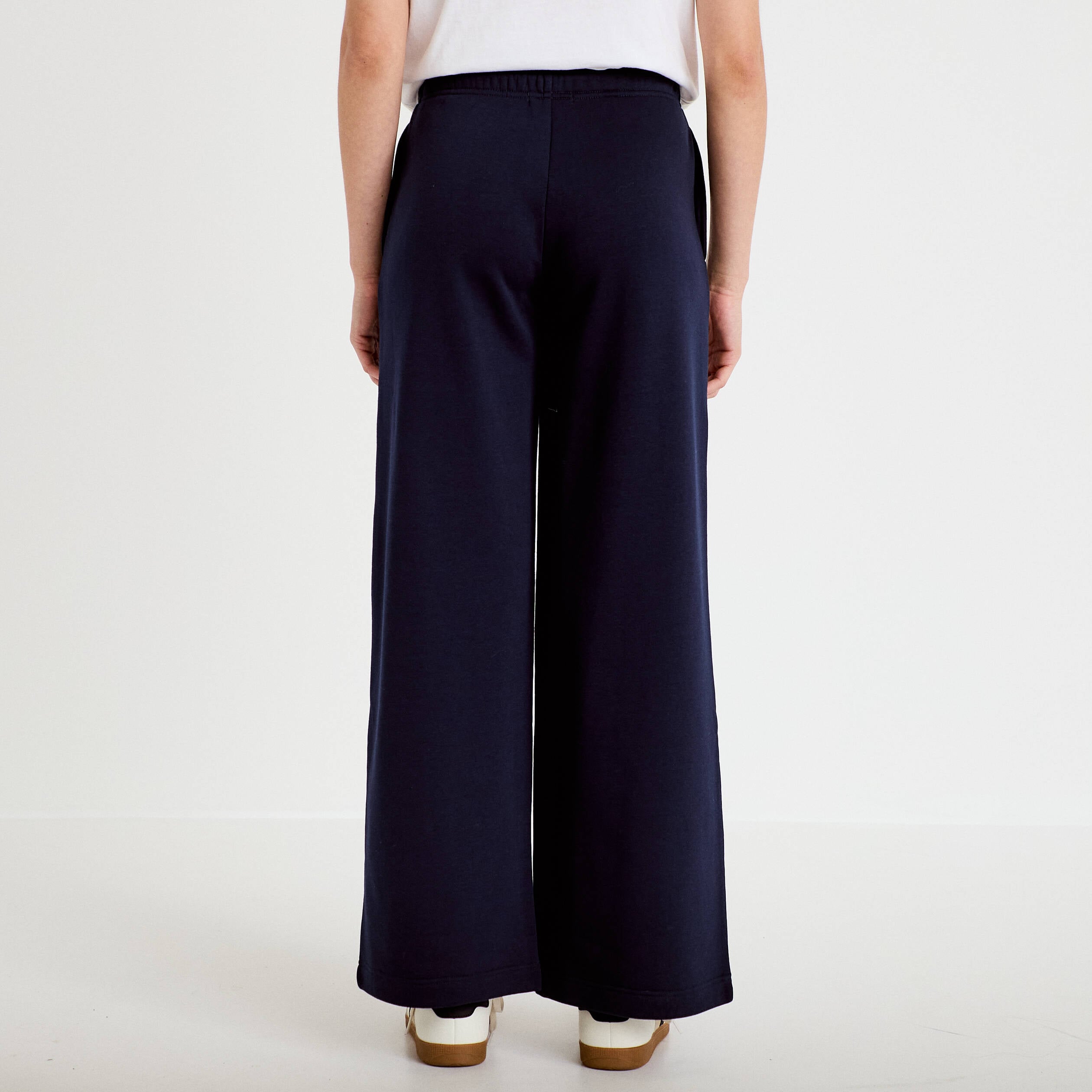 Pantalon large style jogging bleu marine femme