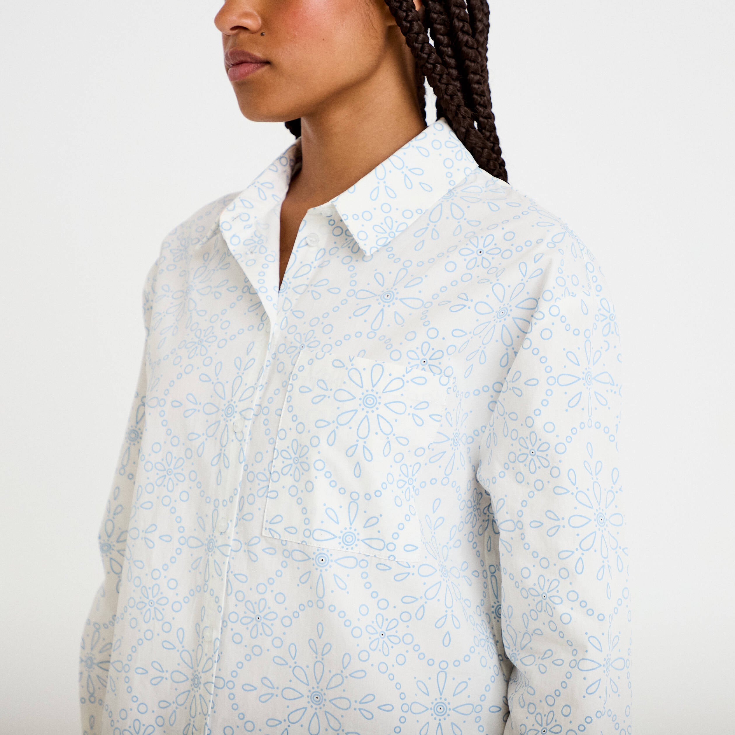 Chemise col classique manches longues ecru femme