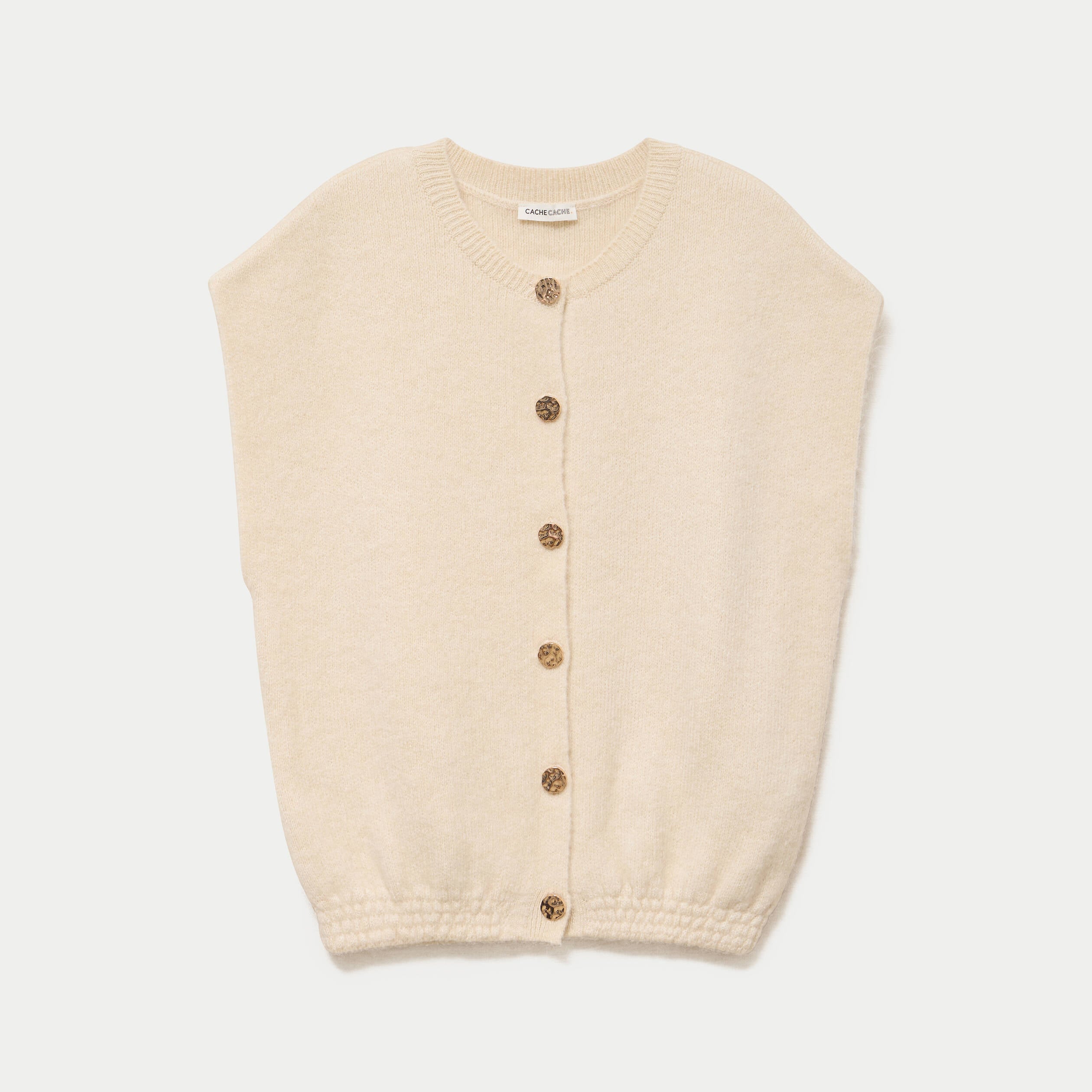Gilet ample sans manches sable femme