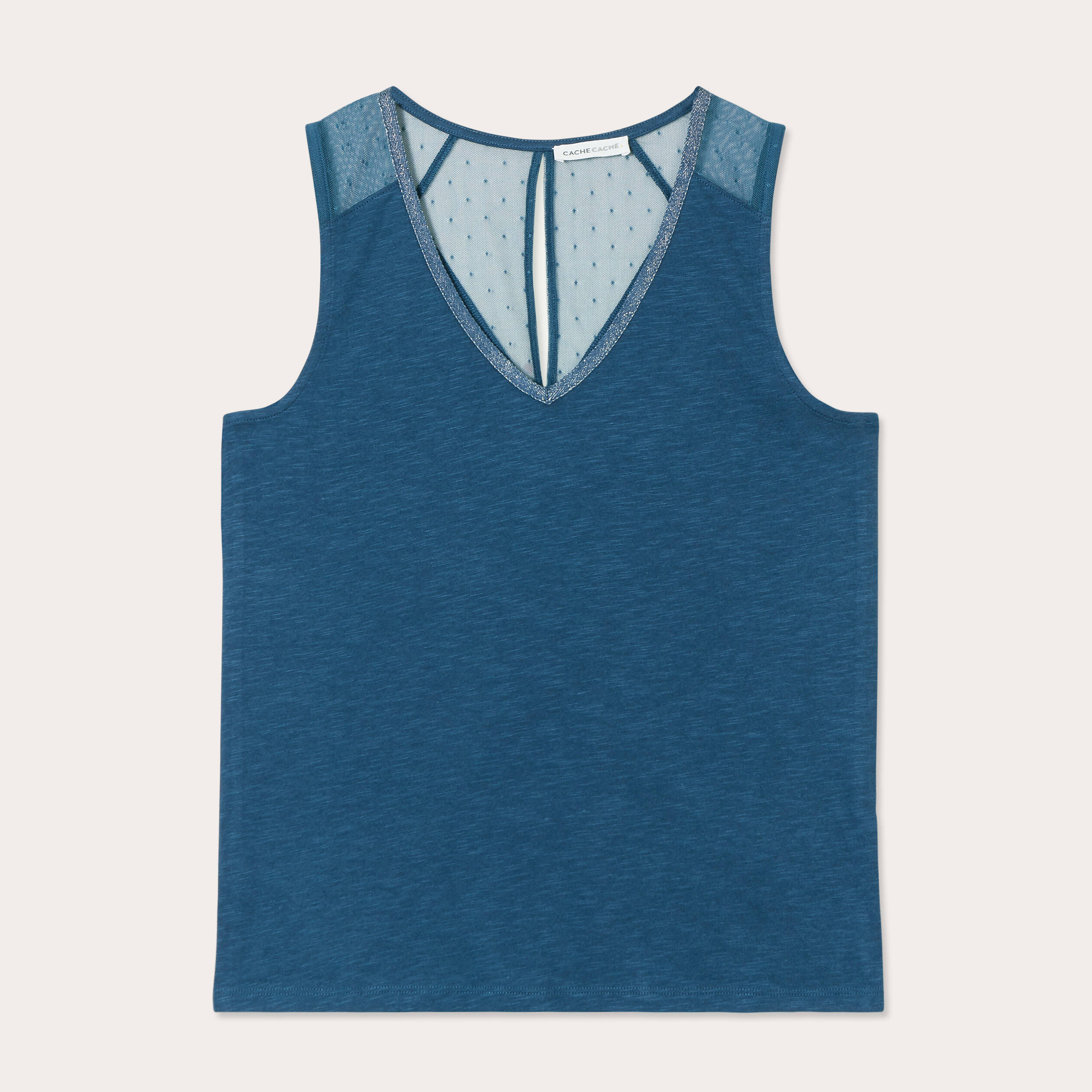 D&eacute;bardeur sans manches bleu femme