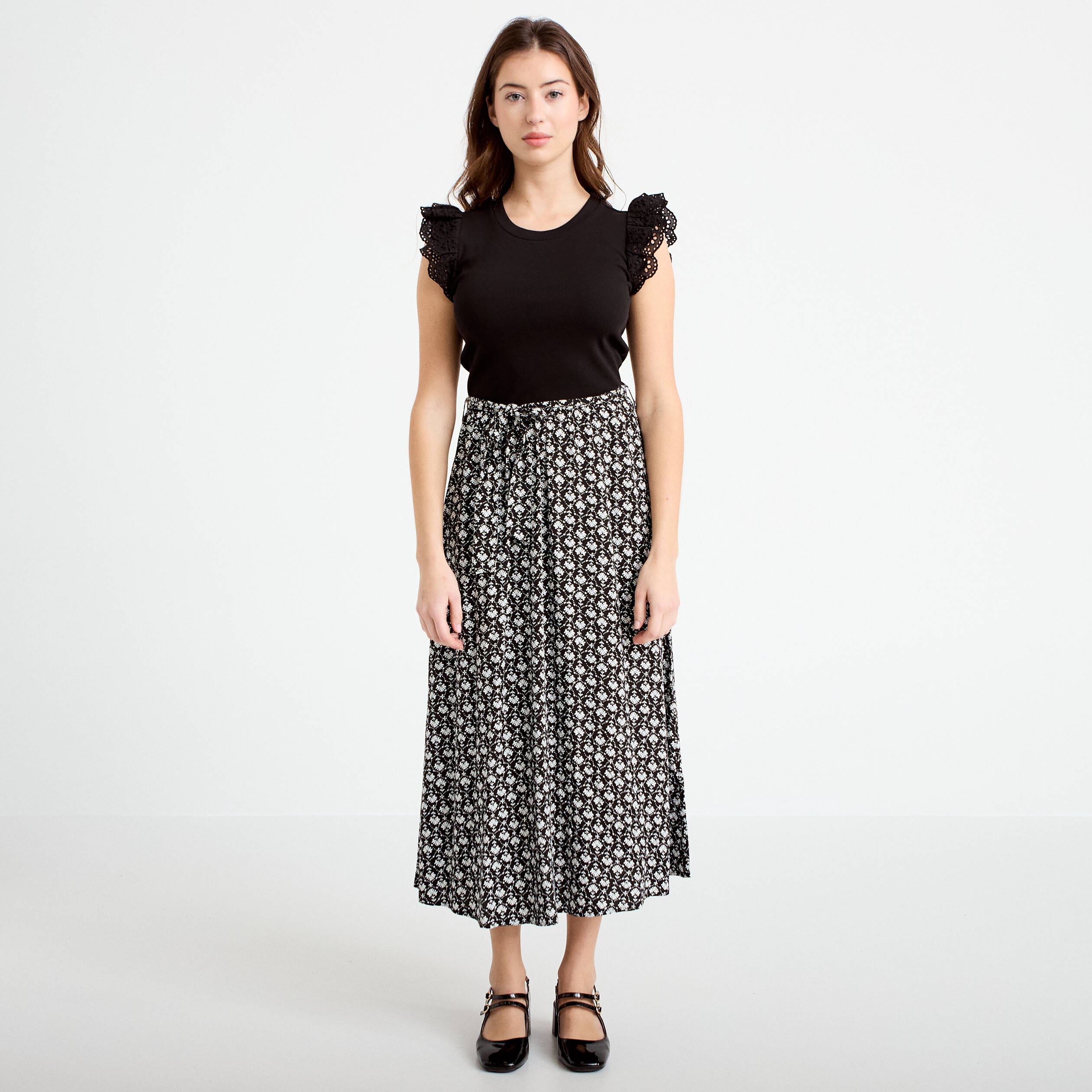 Robe bi-mati&egrave;re cintr&eacute;e noir femme