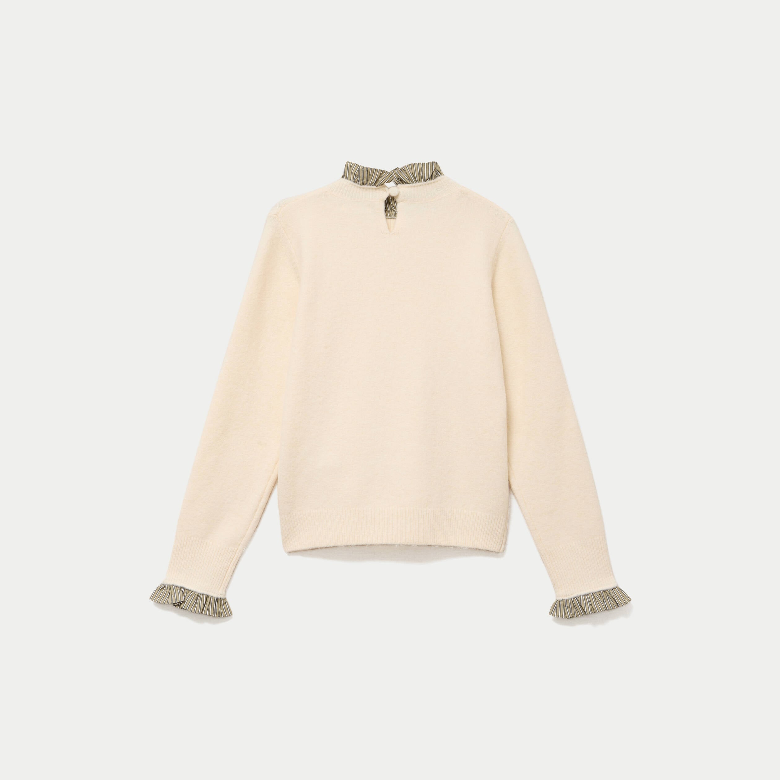 Pull col chemise manches longues sable femme