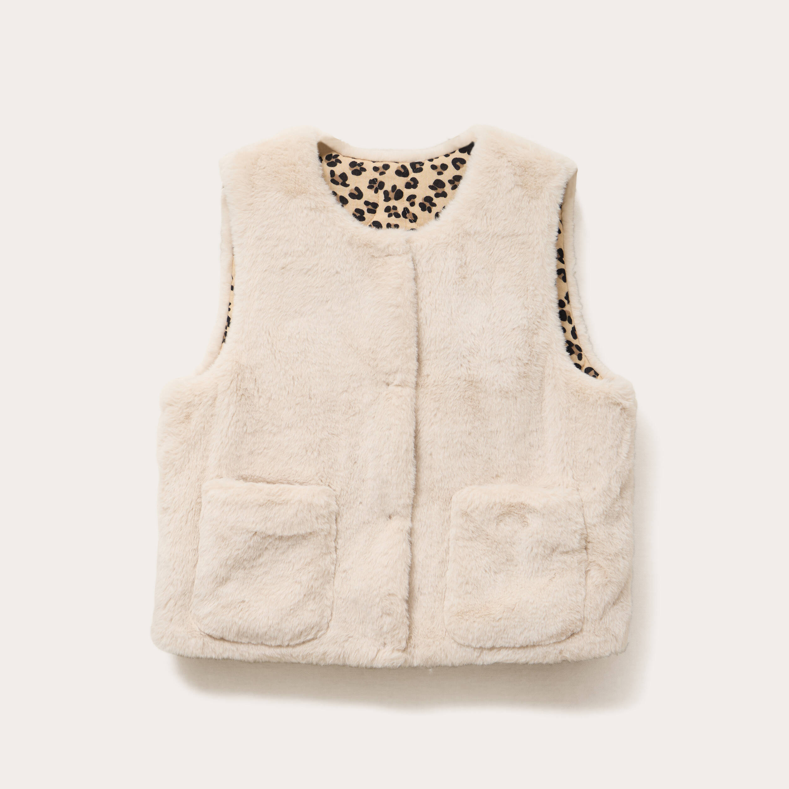 Gilet r&eacute;versible sans manches ivoire femme