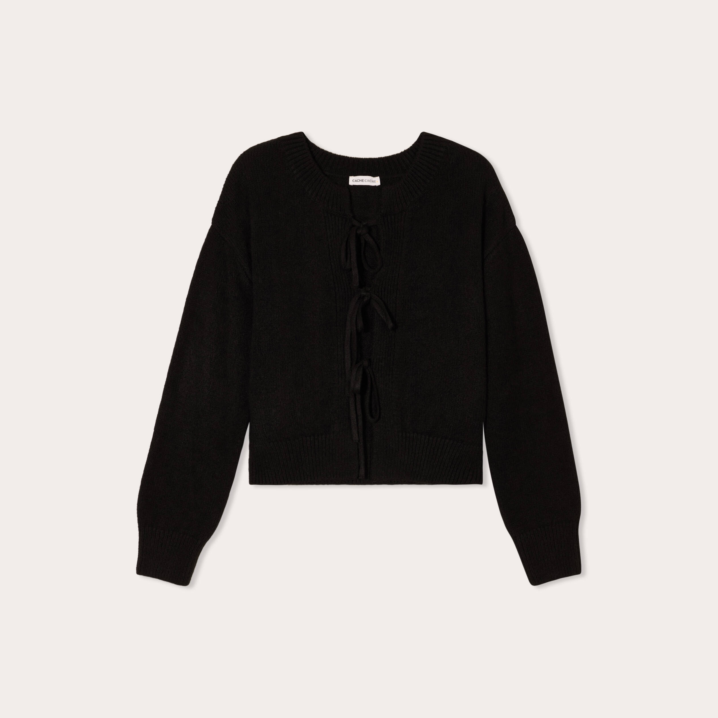 Gilet court nou&eacute; noir femme