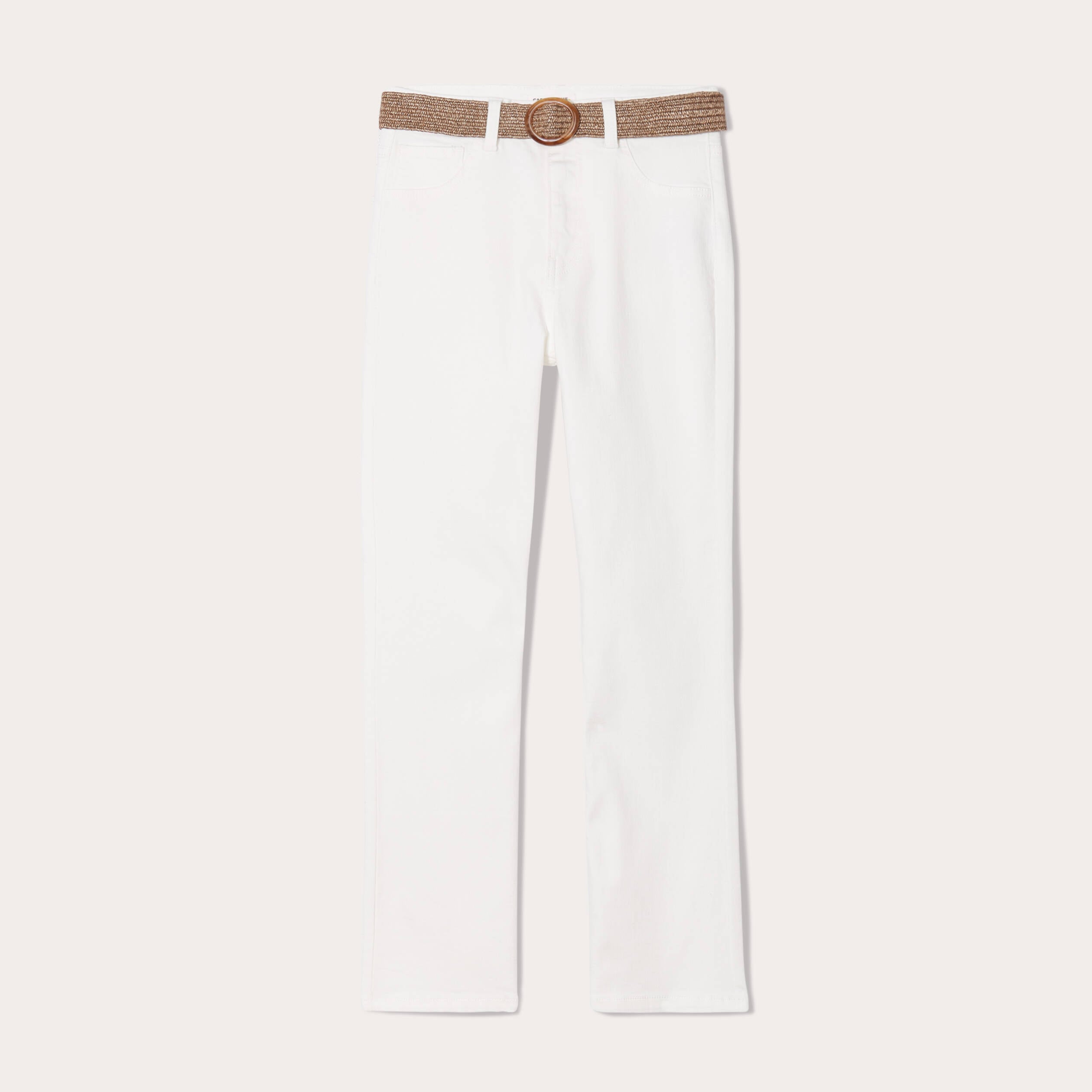 Jean bootcut cropped taille haute ecru femme