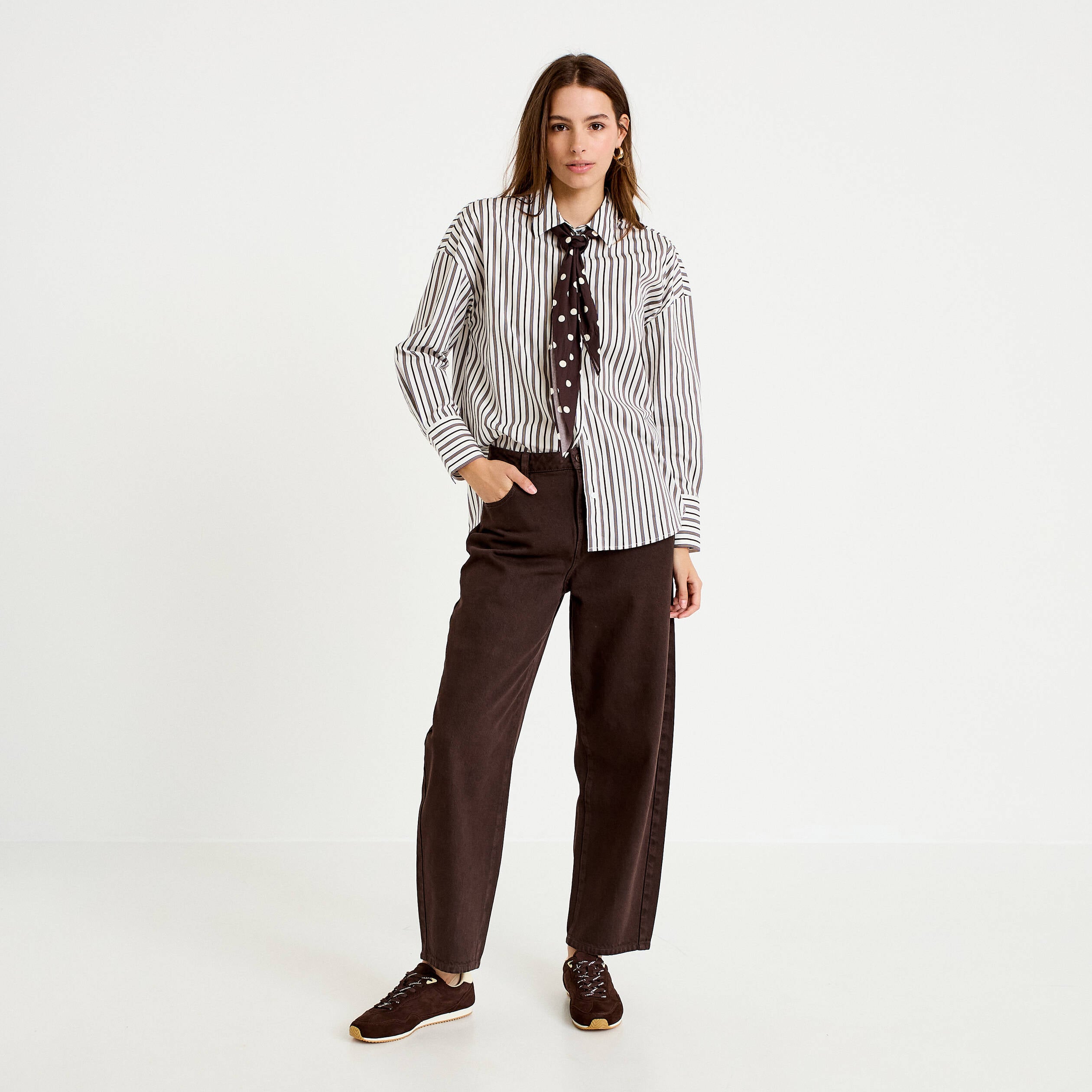 Chemise oversize manches longues blanc femme