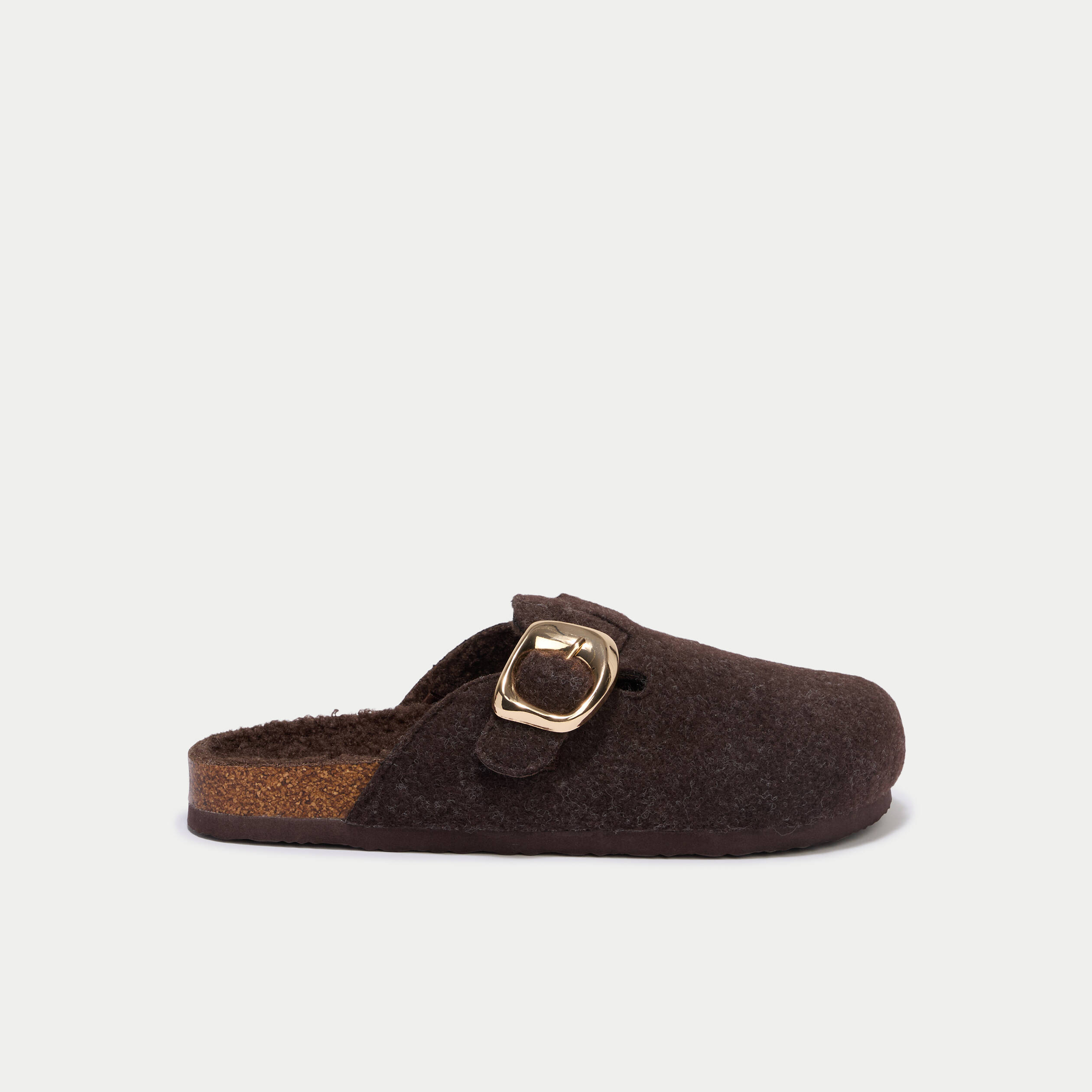 Chaussons sabot marron fonc&eacute; femme