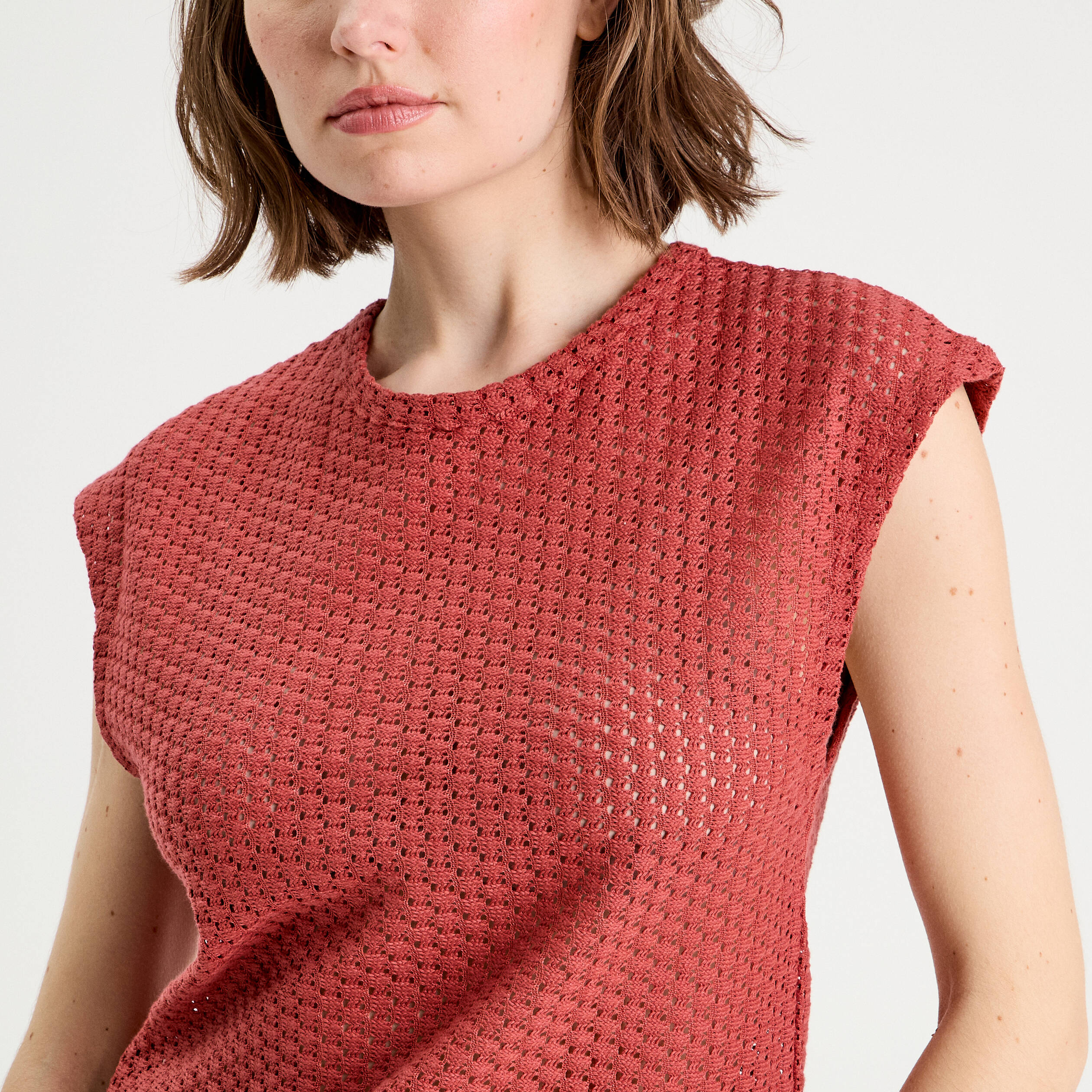 D&eacute;bardeur ajour&eacute; vieux rose femme