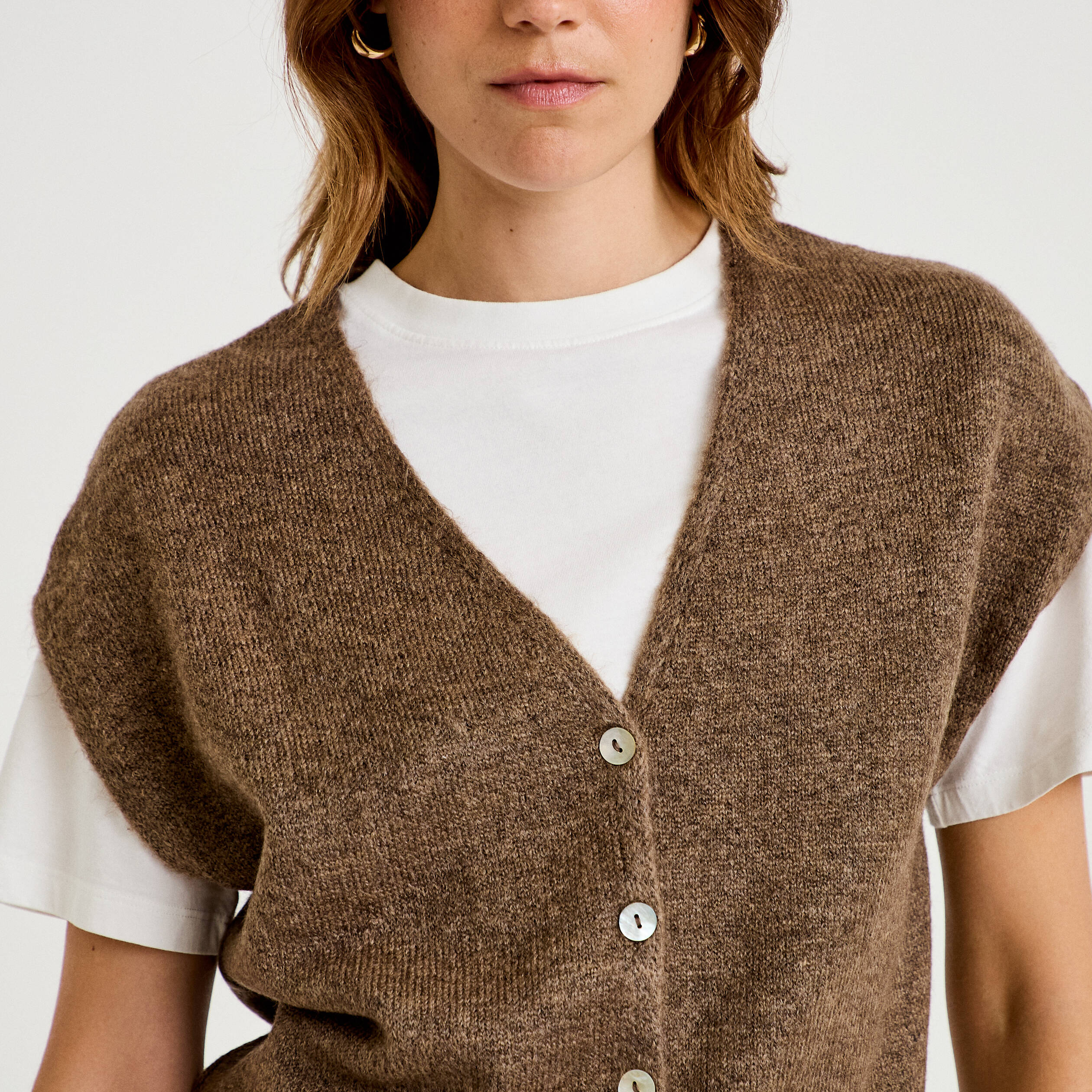 Gilet sans manches marron clair femme
