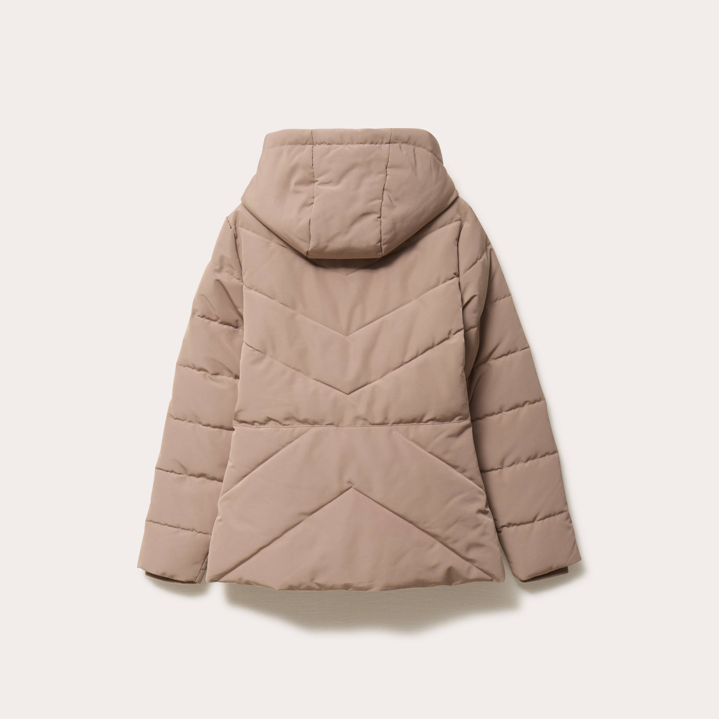Doudoune cintr&eacute;e &agrave; capuche taupe femme