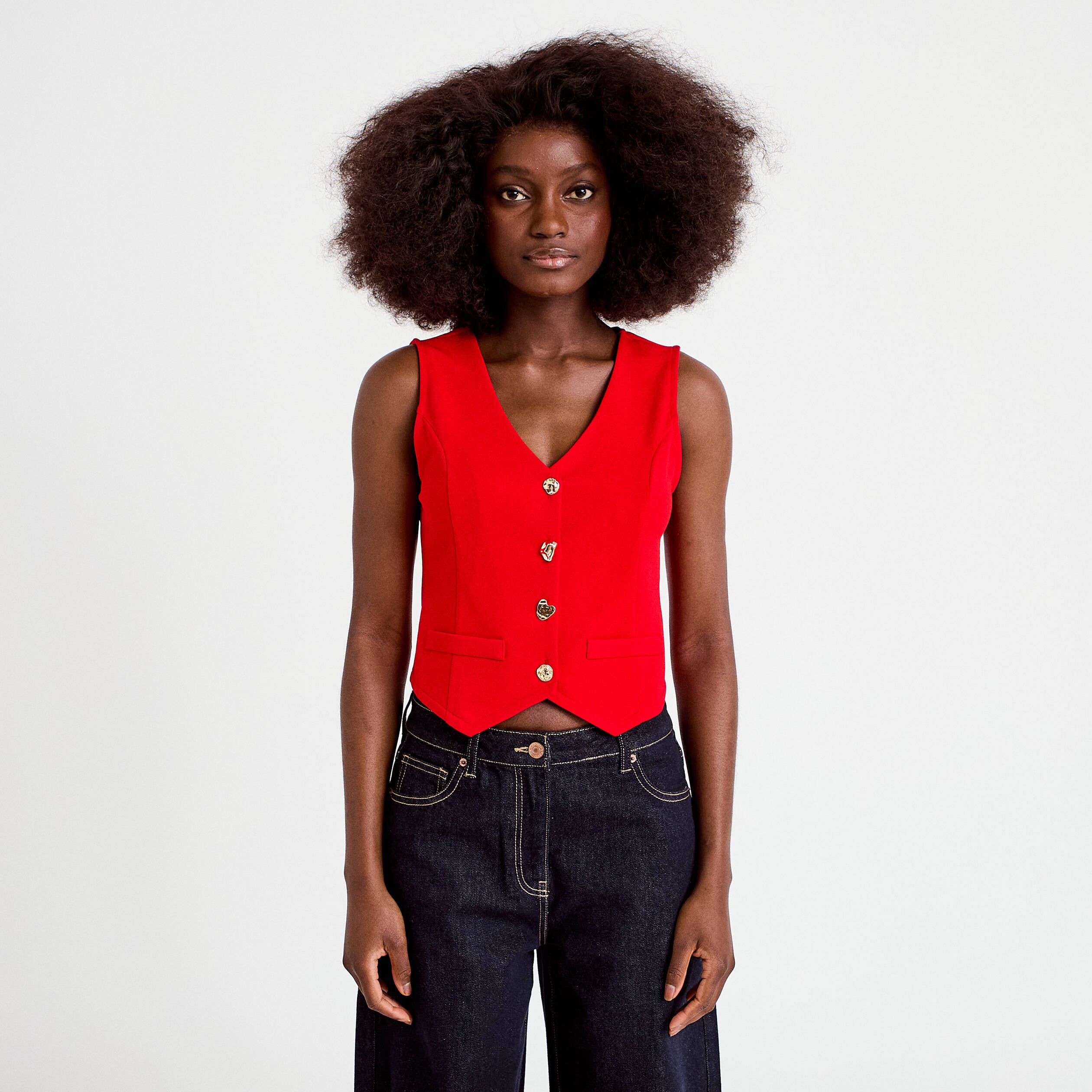 Gilet sans manches rouge femme