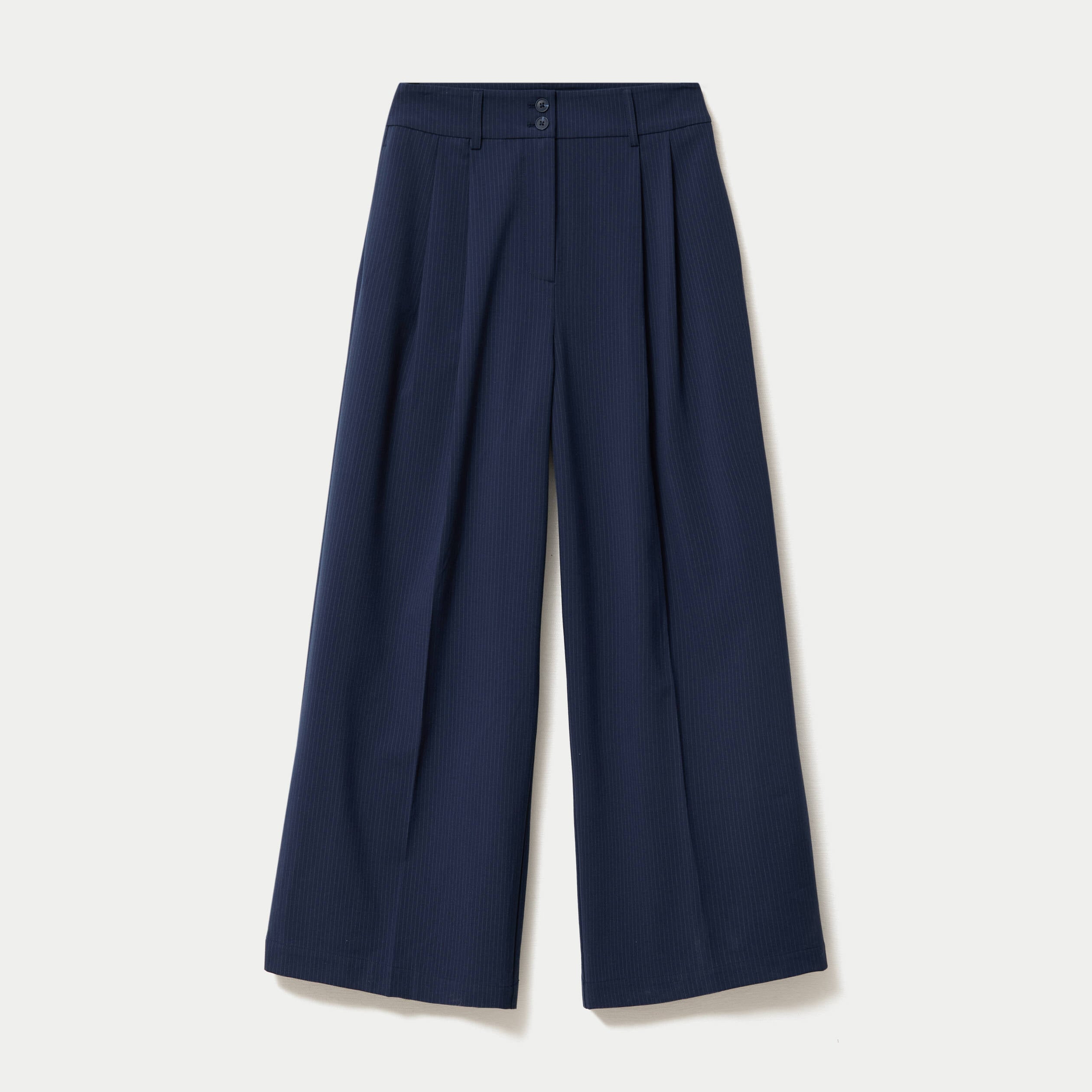 Pantalon large &agrave; pinces bleu marine femme