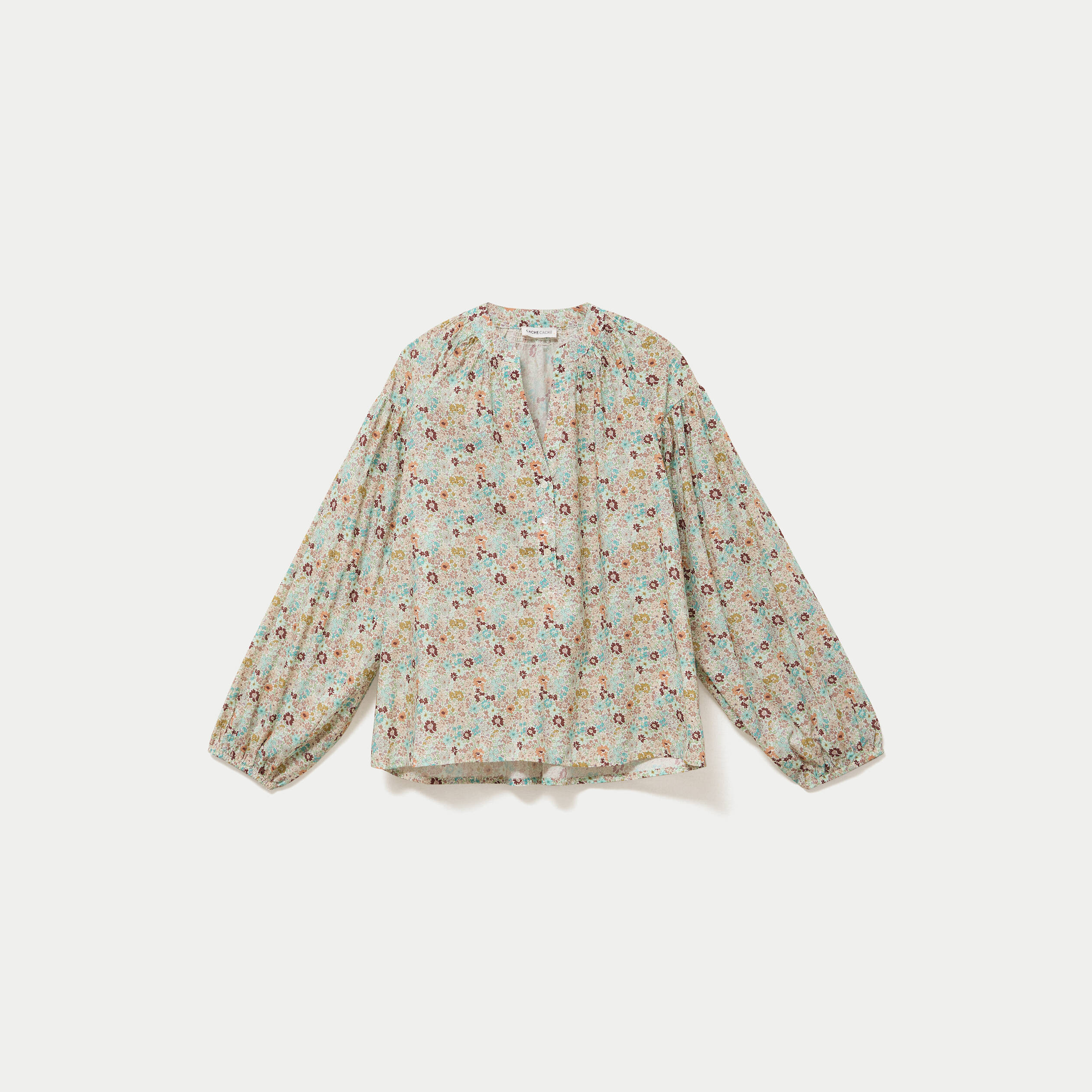 Blouse droite manches longues blanc femme