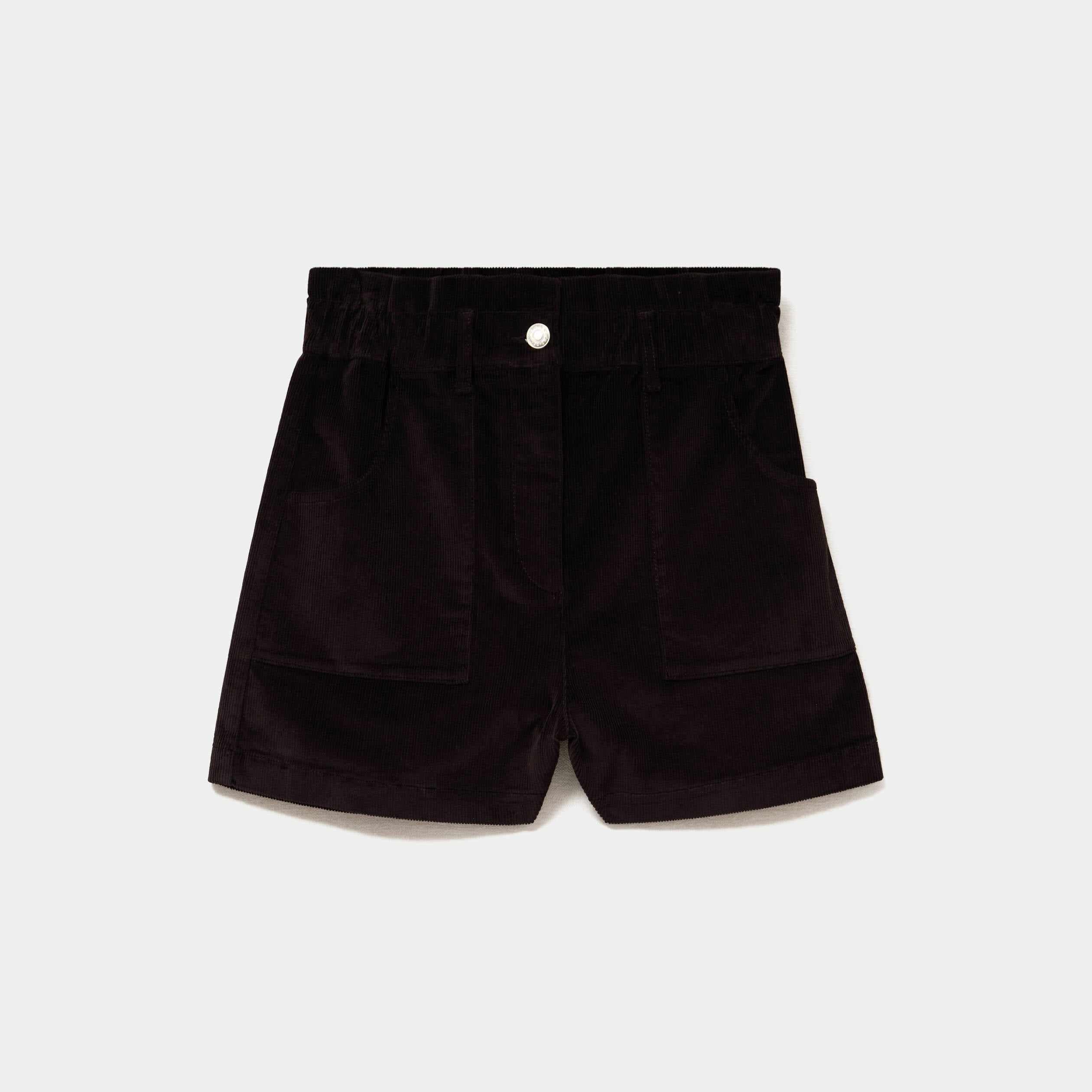 Short large en velours marron fonc&eacute; femme