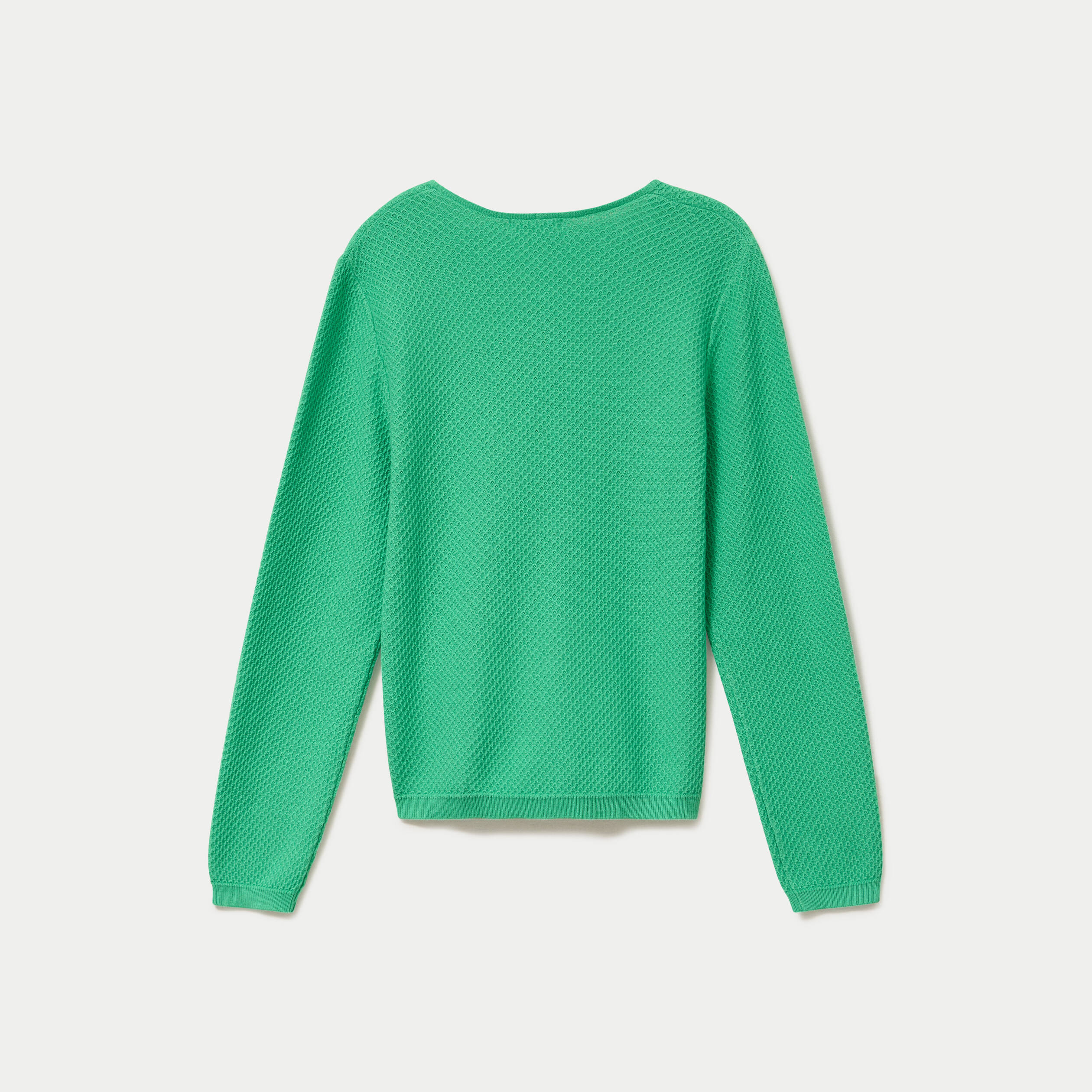 Pull col v manches longues vert femme