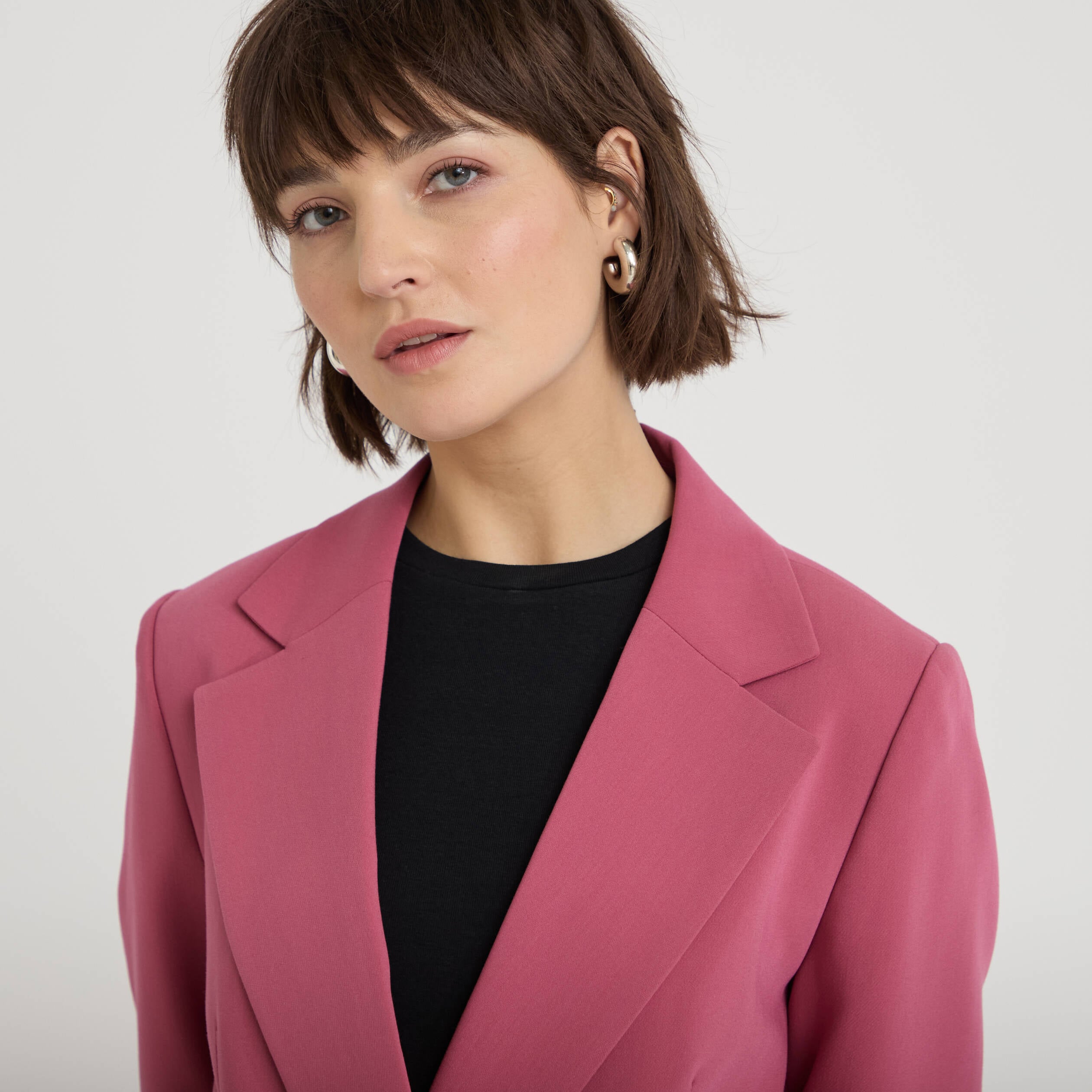 Blazer col tailleur manches longues vieux rose femme