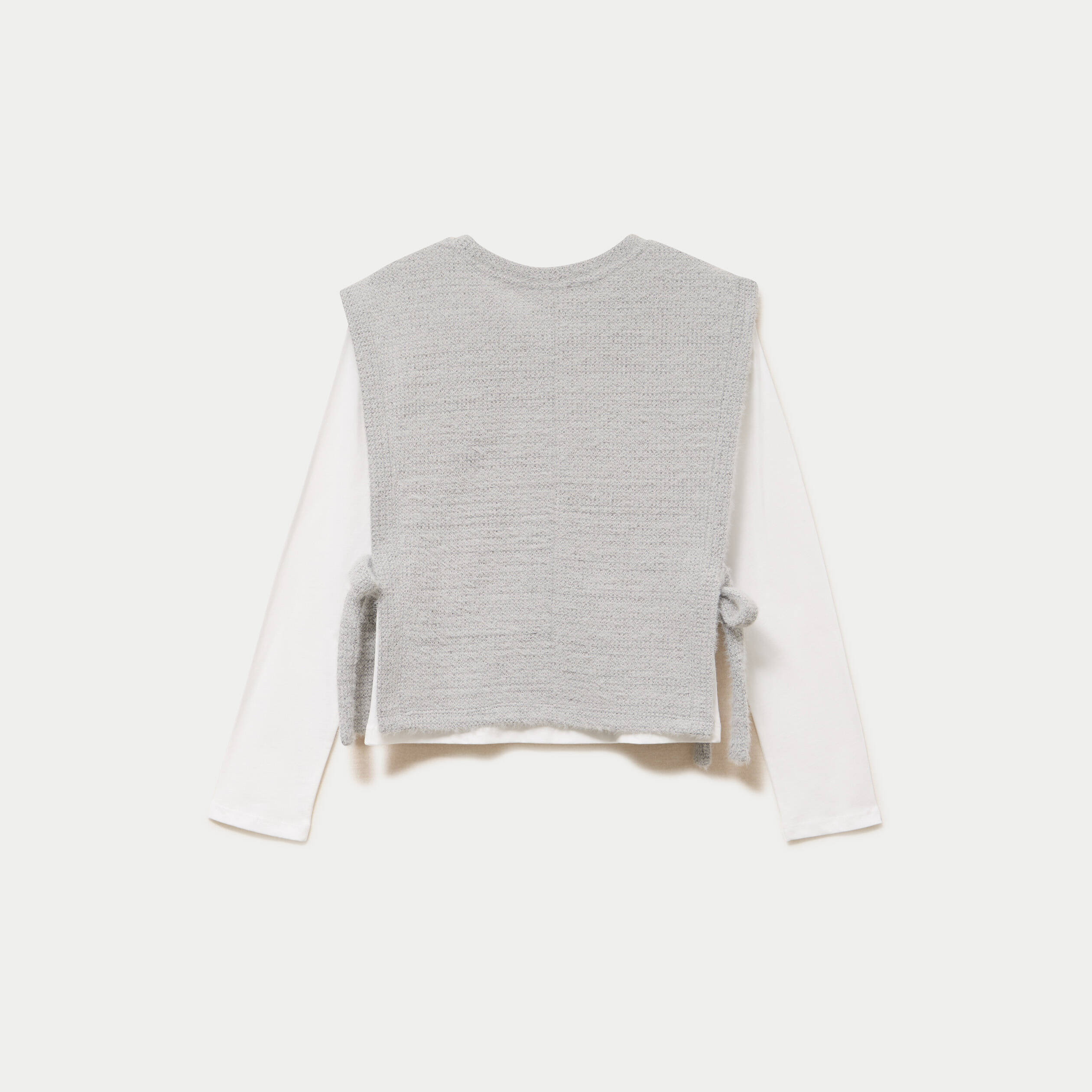 T-shirt pull sans manches 2-en-1 gris clair femme