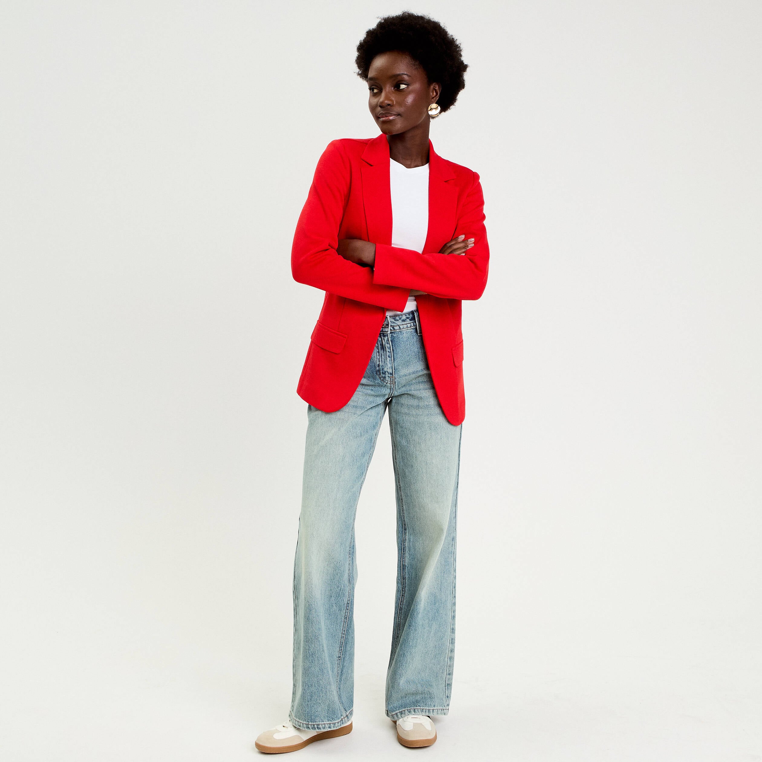Veste blazer cintr&eacute;e rouge femme