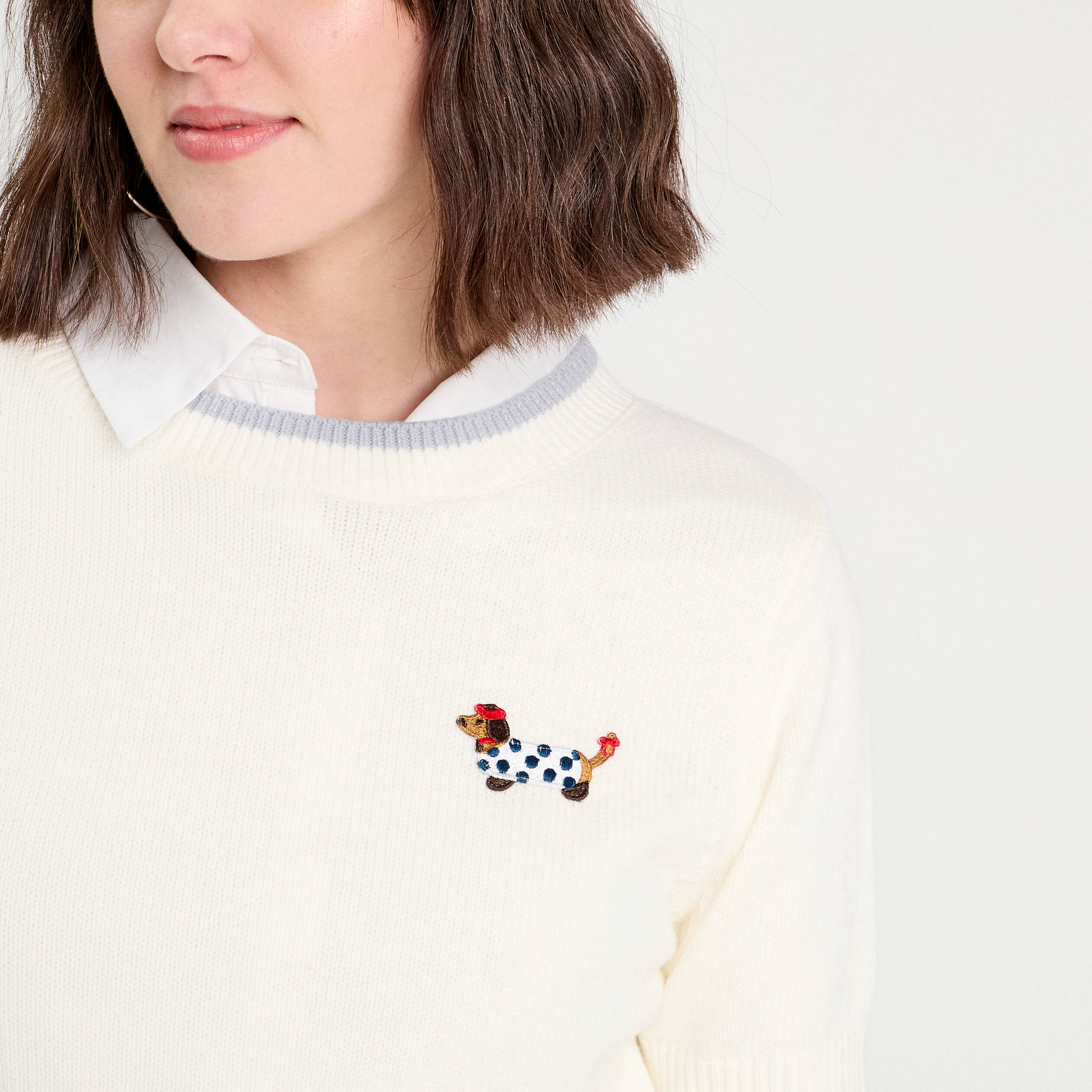 Pull manches courtes ecru femme