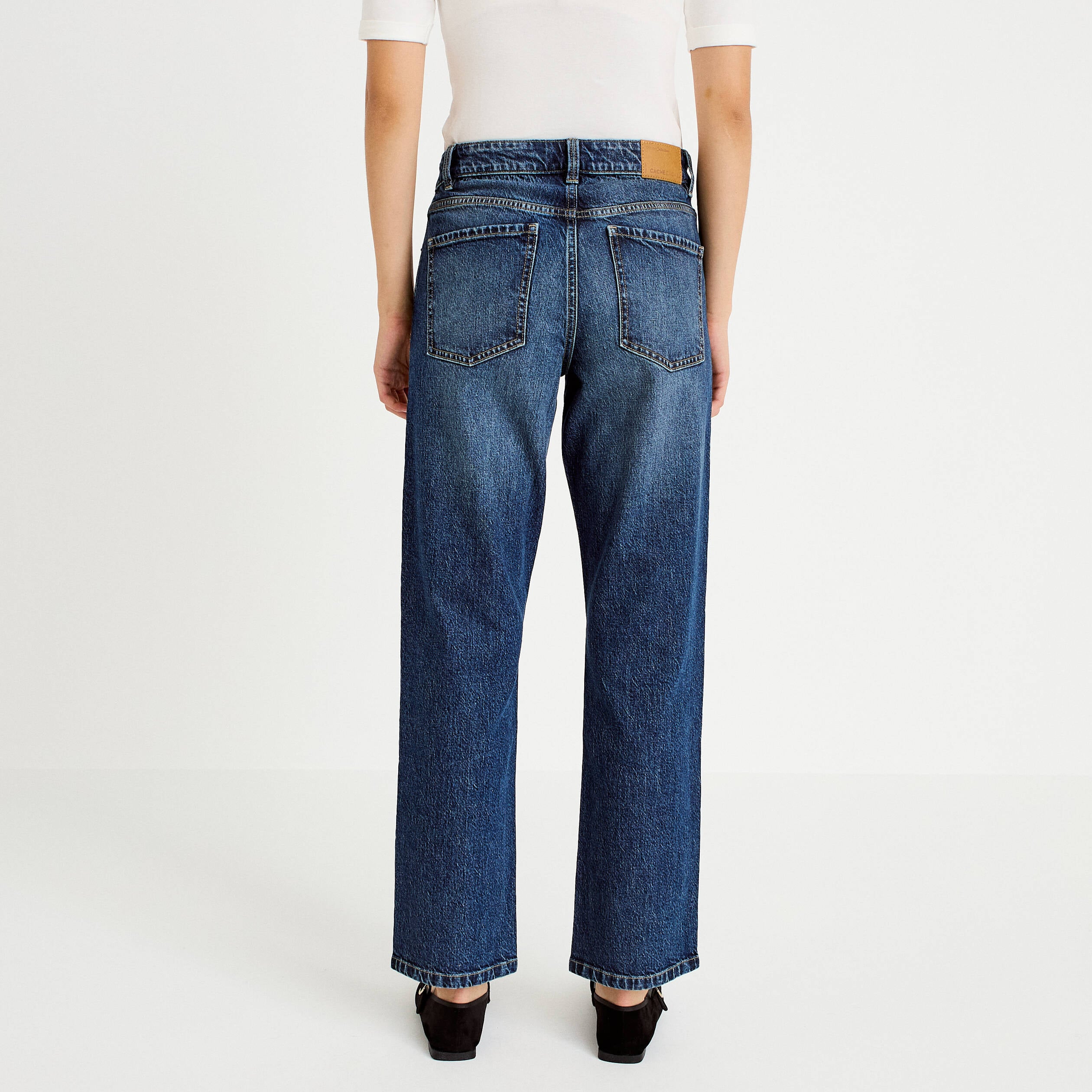 Jean droit taille standard bleu femme